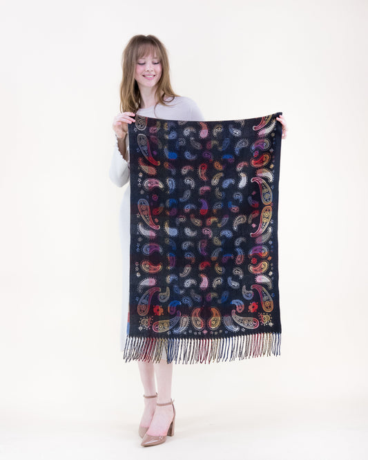 Scattered Paisley Color Grid Scarf