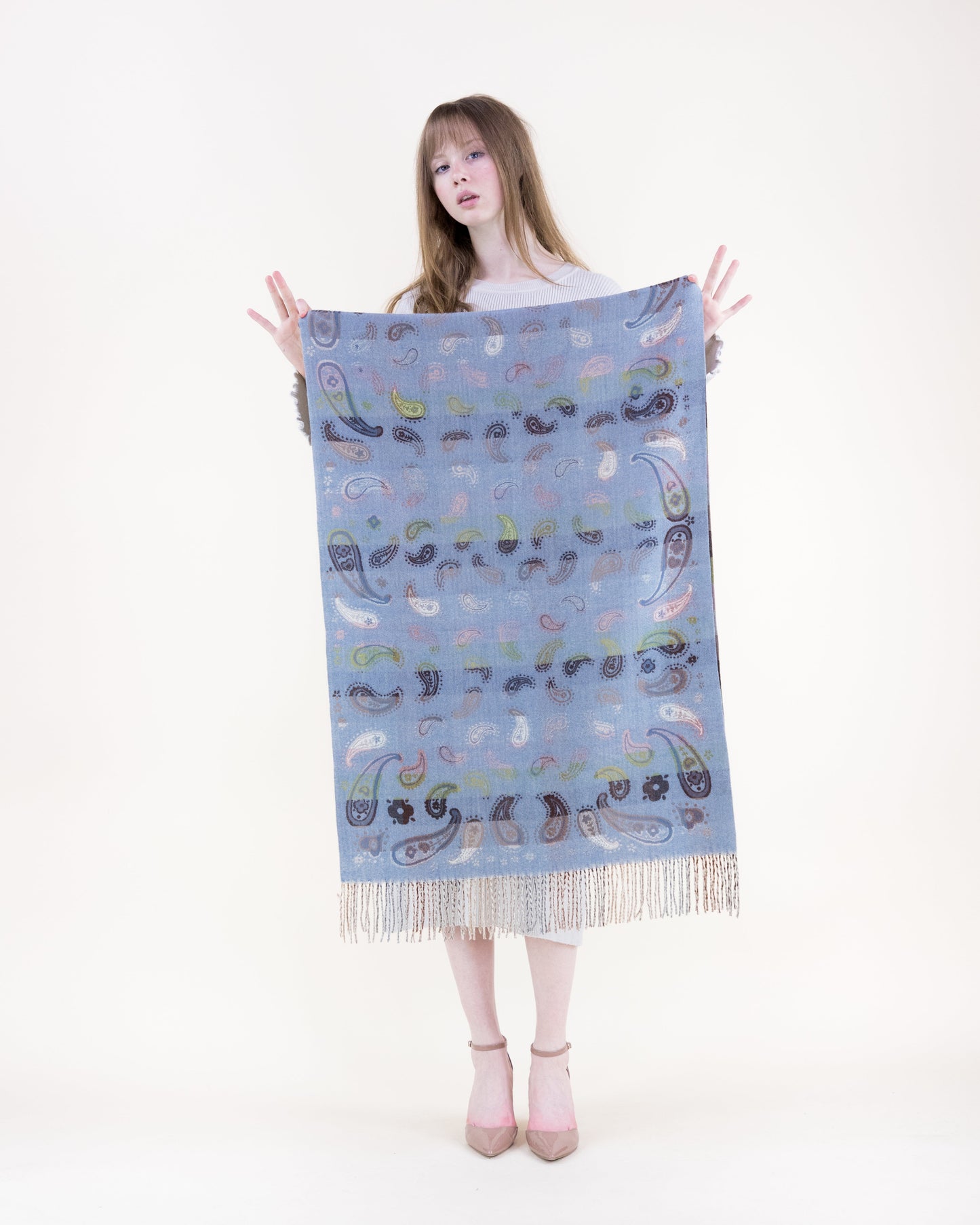 Scattered Paisley Color Grid Scarf