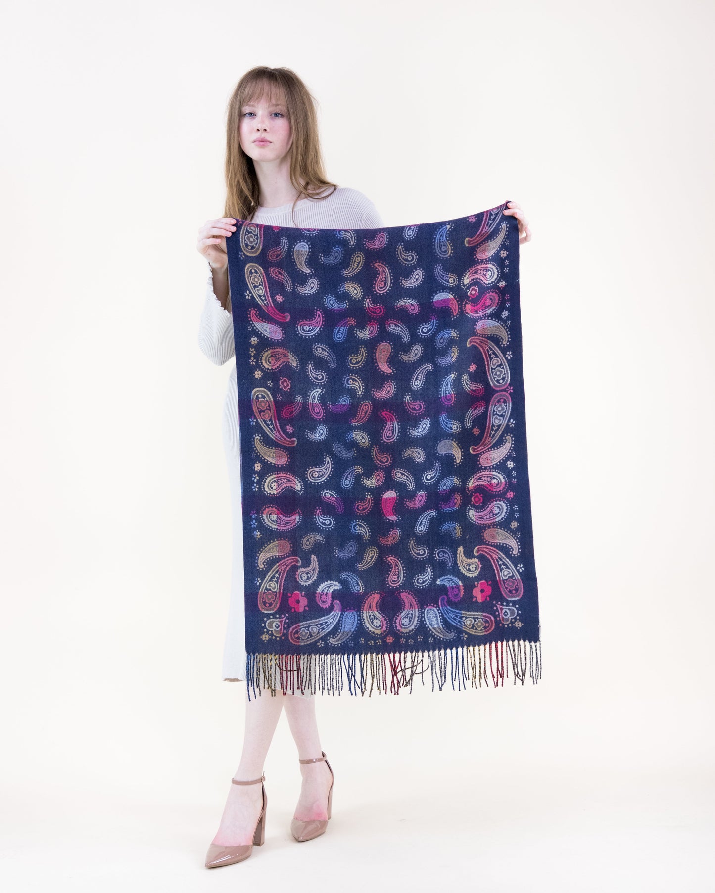 Scattered Paisley Color Grid Scarf