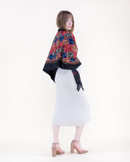 Embroidered Garden Ogee Trellis Scarf