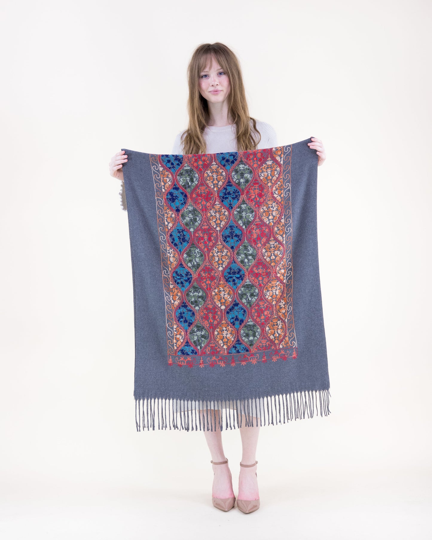 Embroidered Garden Ogee Trellis Scarf