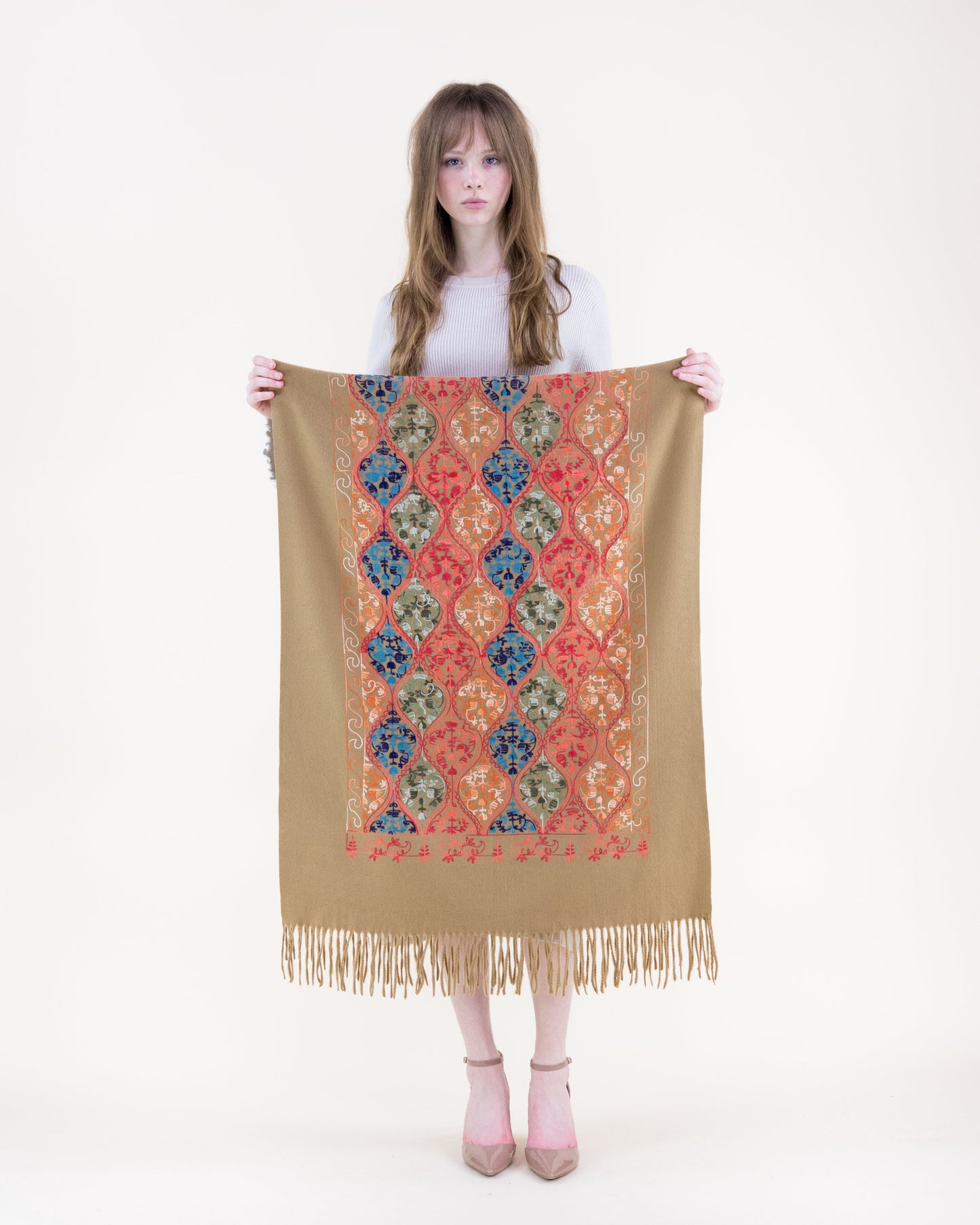 Embroidered Garden Ogee Trellis Scarf