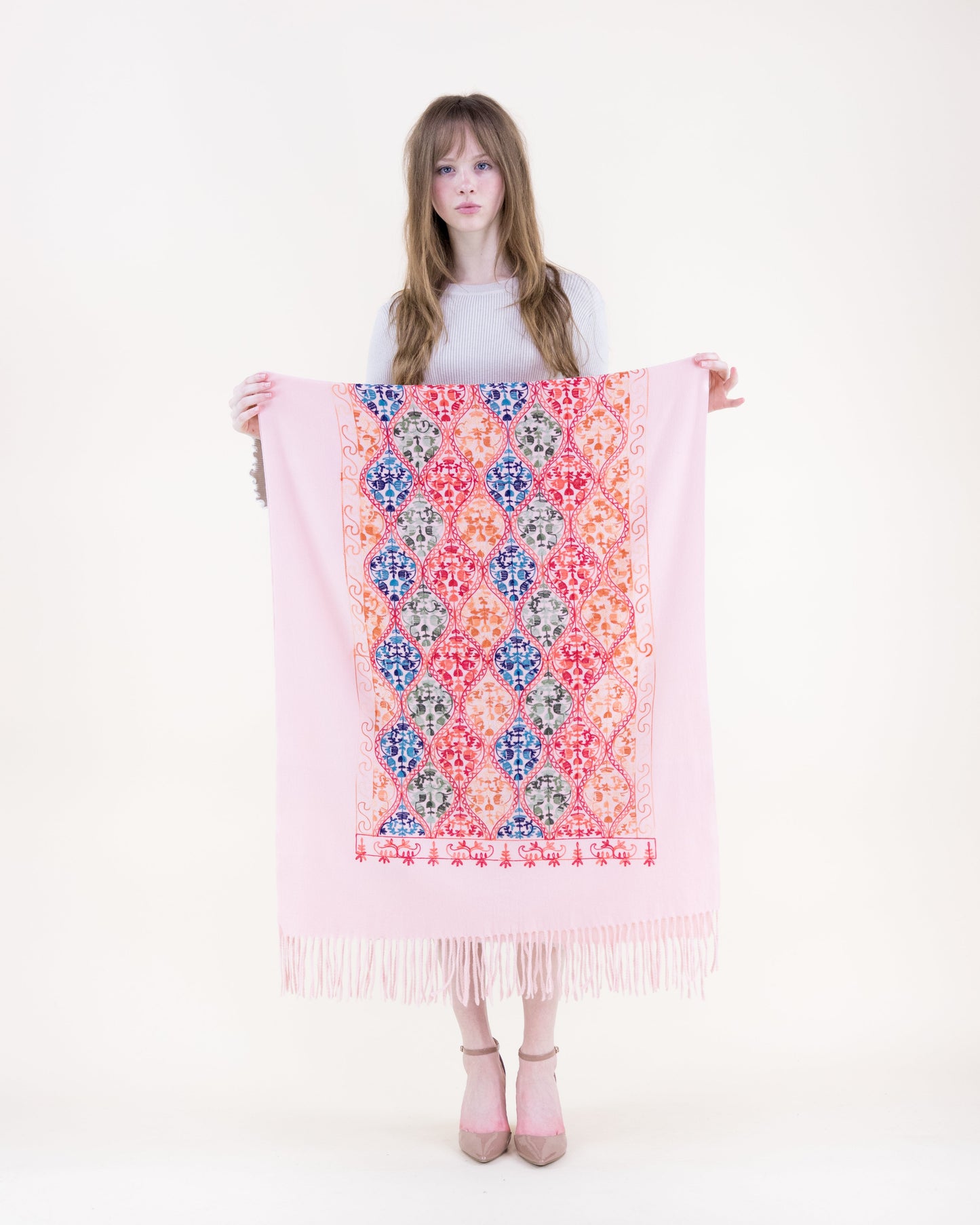 Embroidered Garden Ogee Trellis Scarf