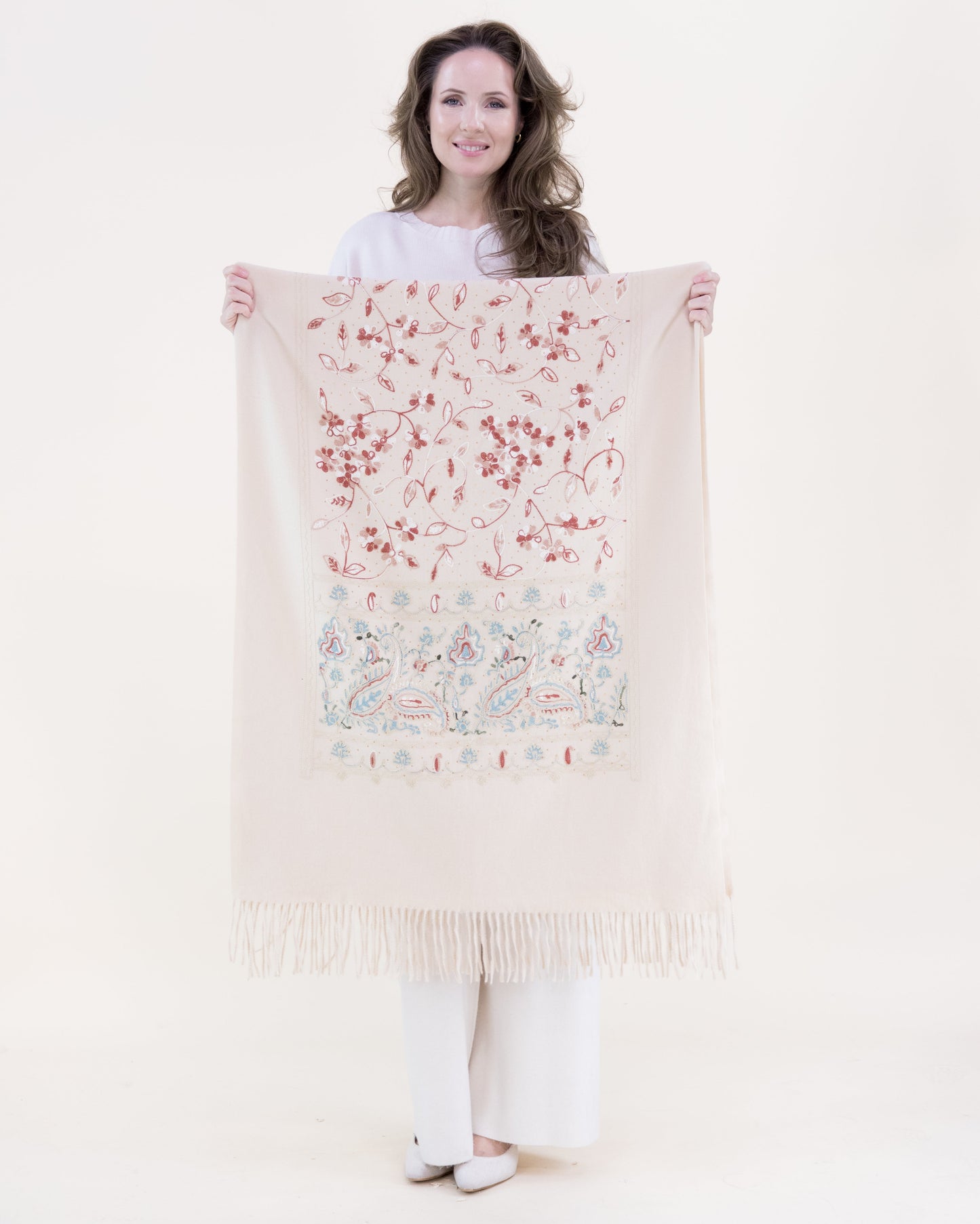 Embroidered Autumn Bloom Rhinestone Scarf