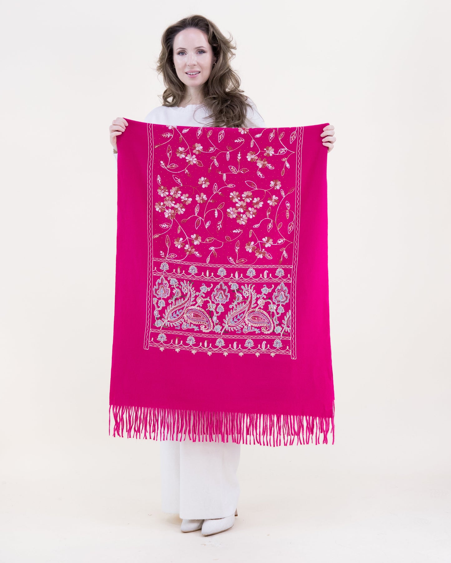 Embroidered Autumn Bloom Rhinestone Scarf