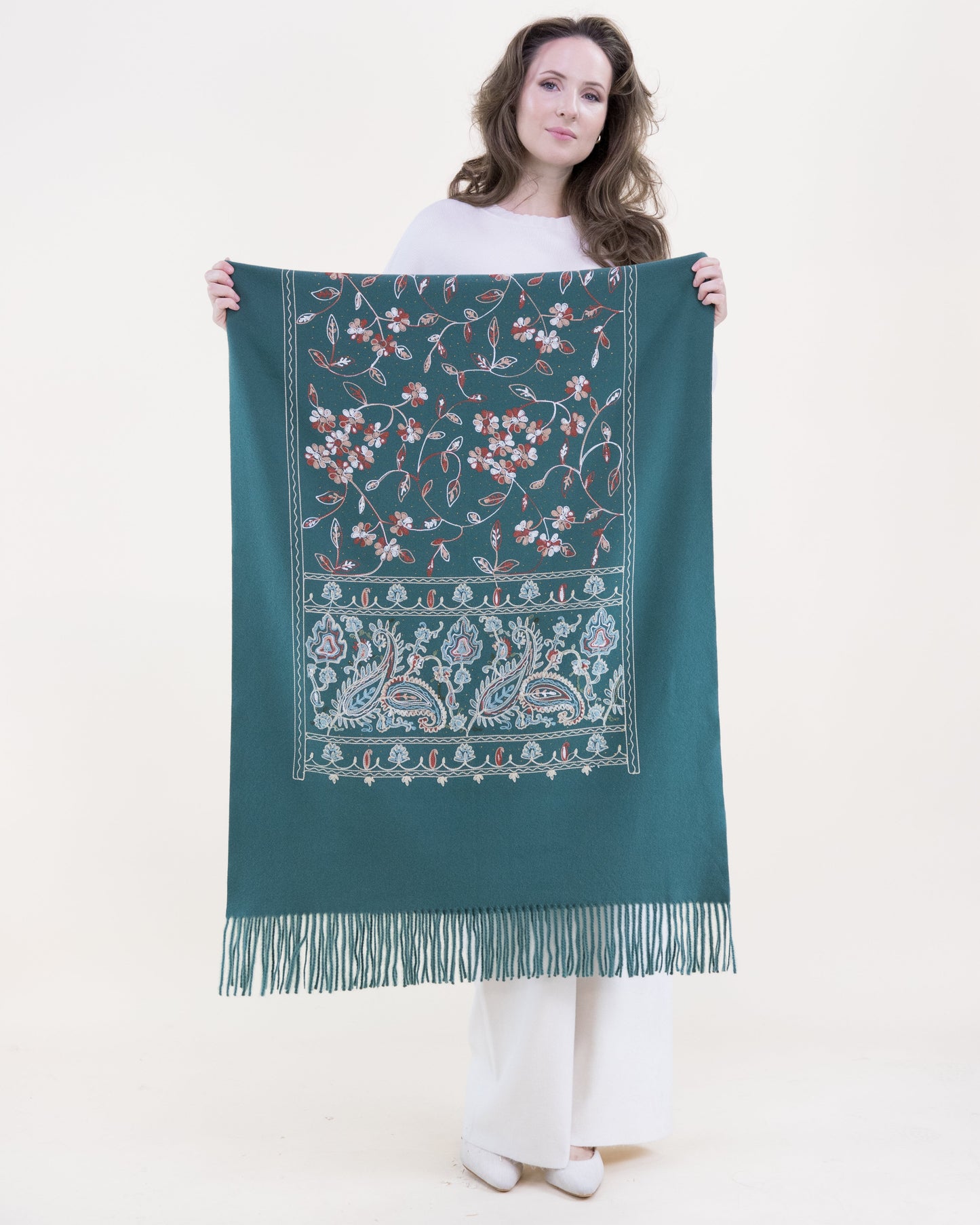 Embroidered Autumn Bloom Rhinestone Scarf