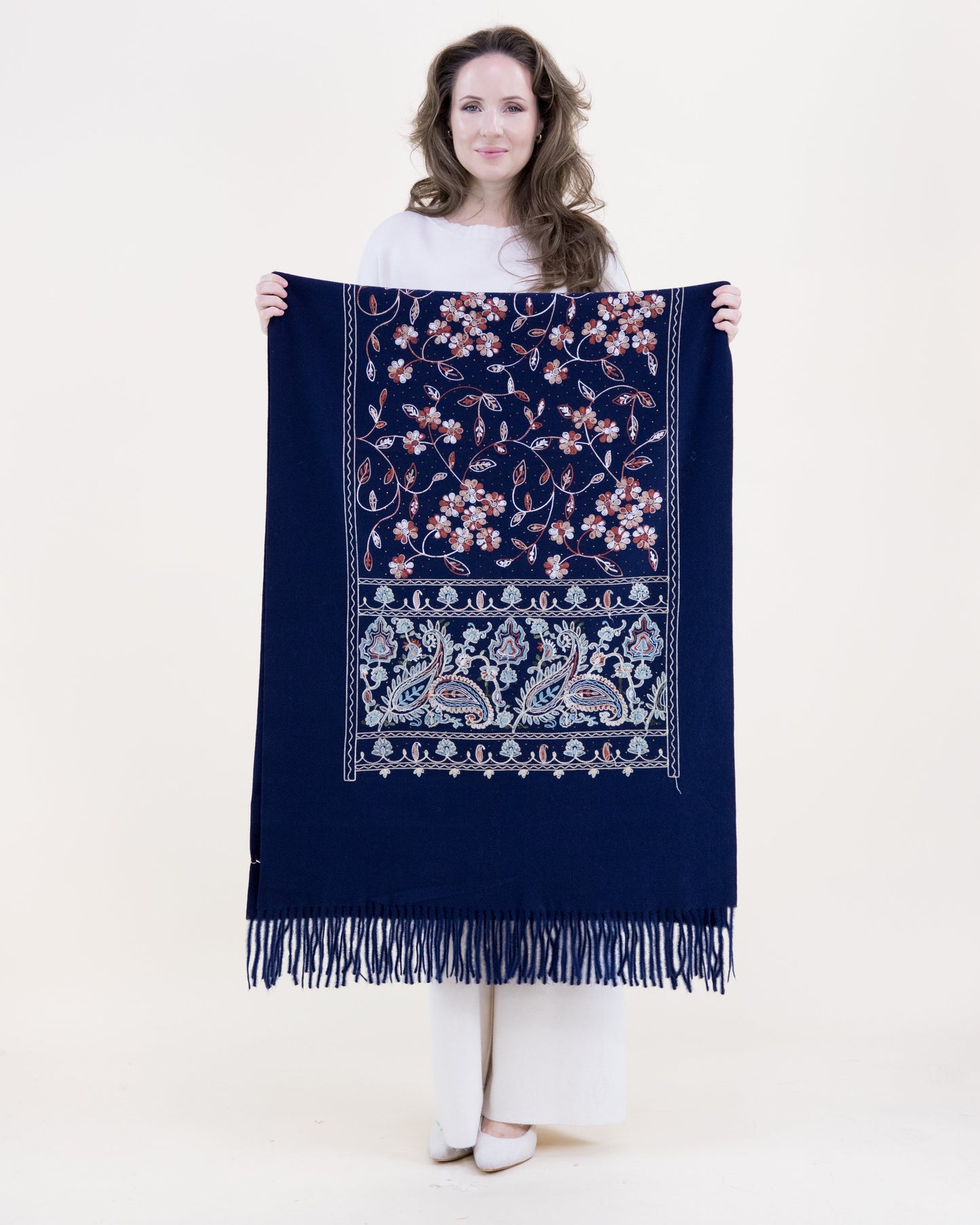 Embroidered Autumn Bloom Rhinestone Scarf