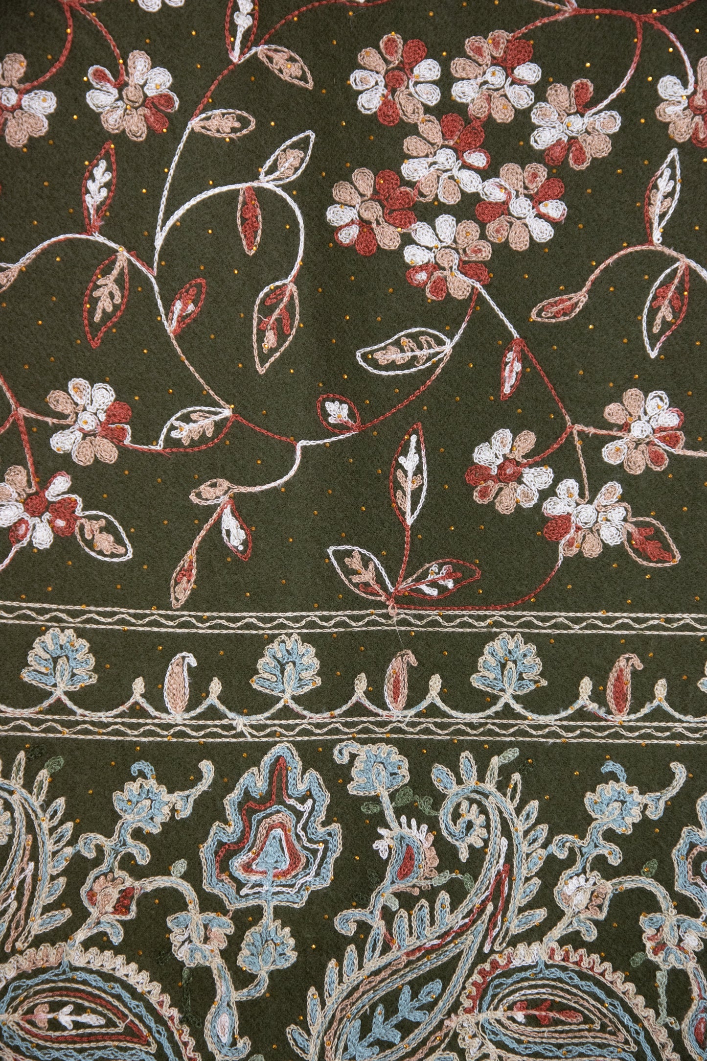 Embroidered Autumn Bloom Rhinestone Scarf
