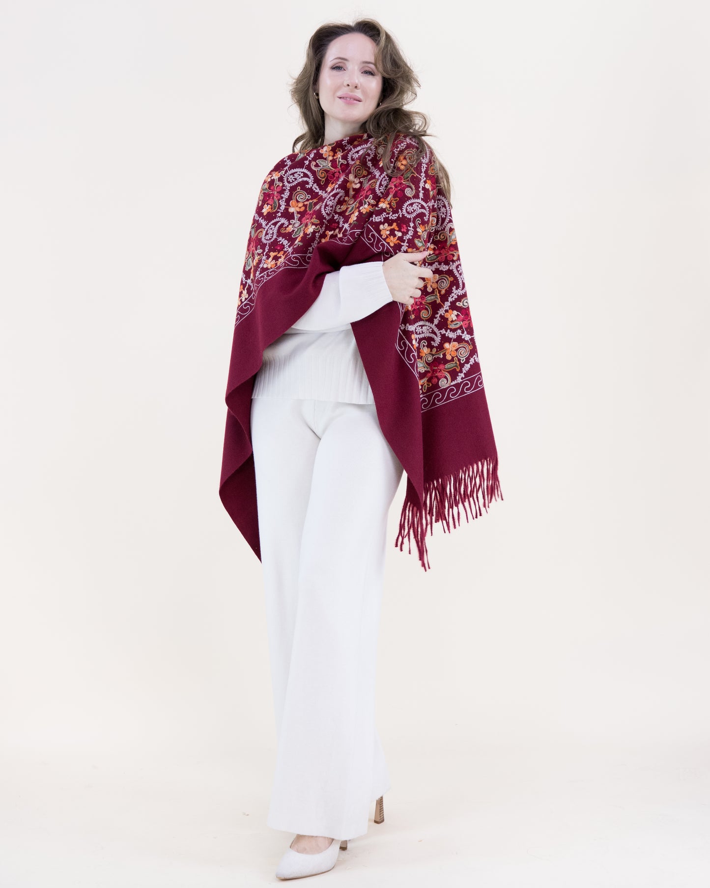 Embroidered Garden Vinework Rhinestone Scarf