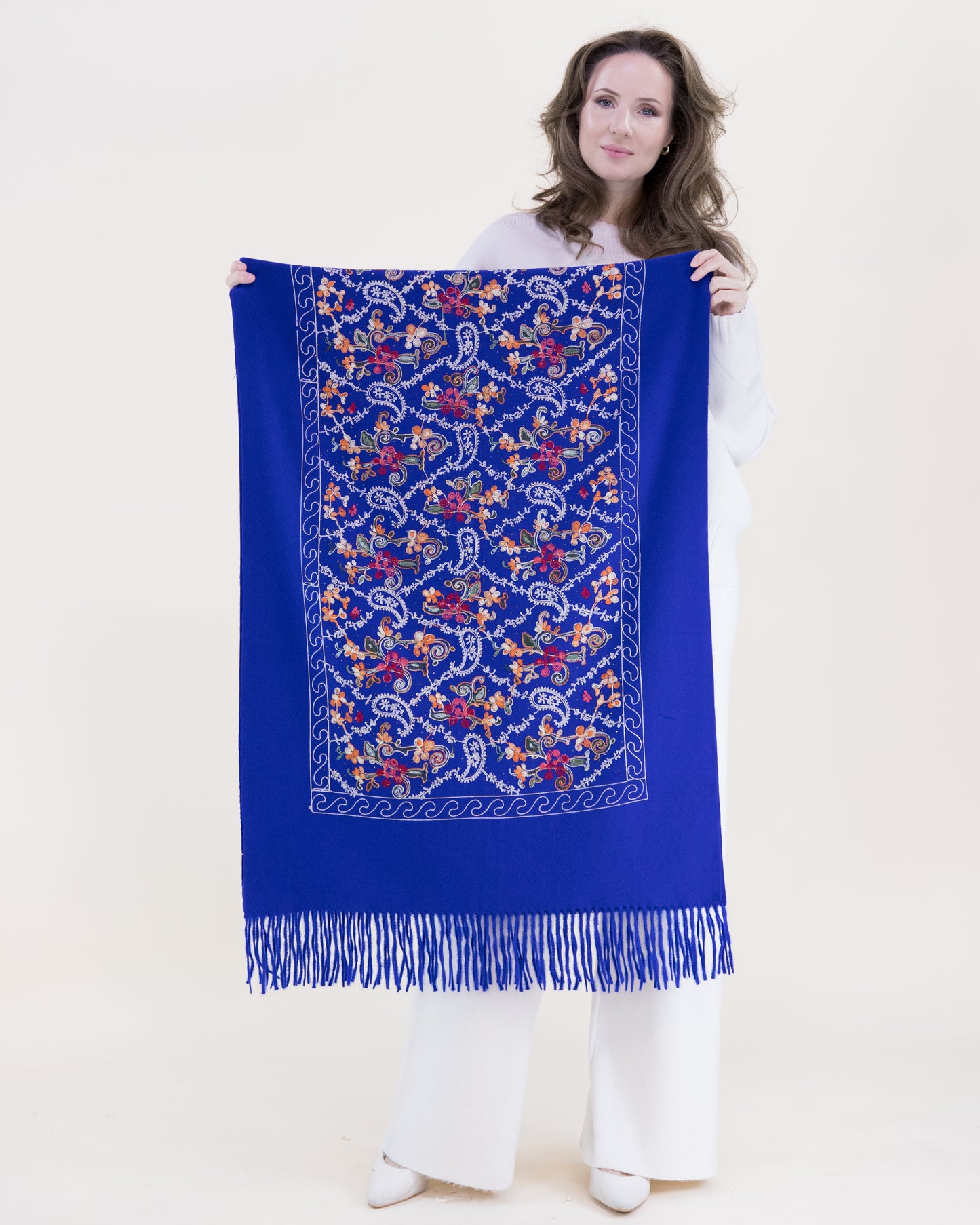 Embroidered Garden Vinework Rhinestone Scarf