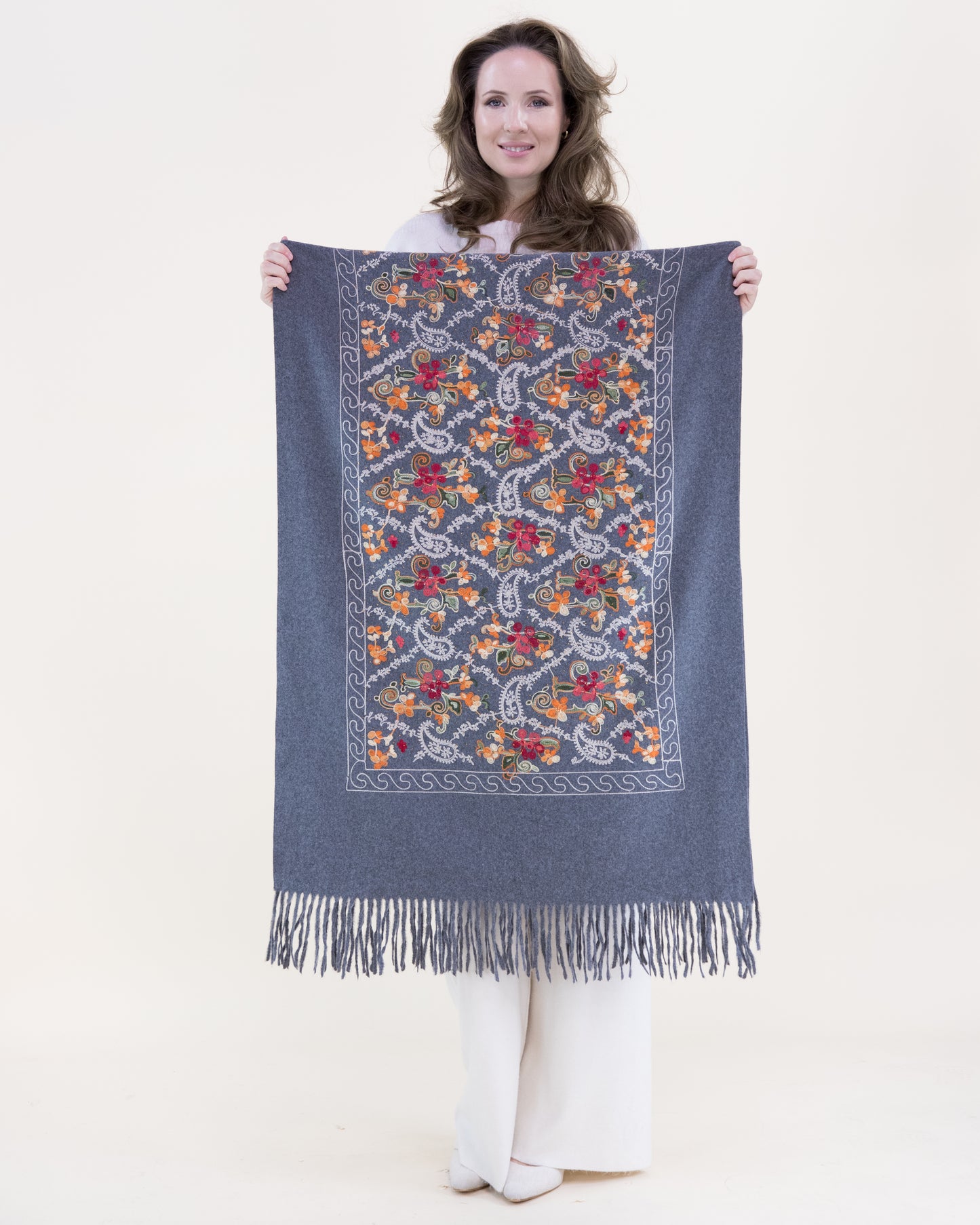 Embroidered Garden Vinework Rhinestone Scarf