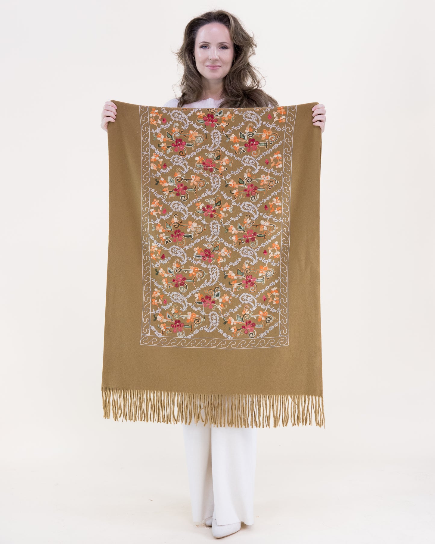 Embroidered Garden Vinework Rhinestone Scarf