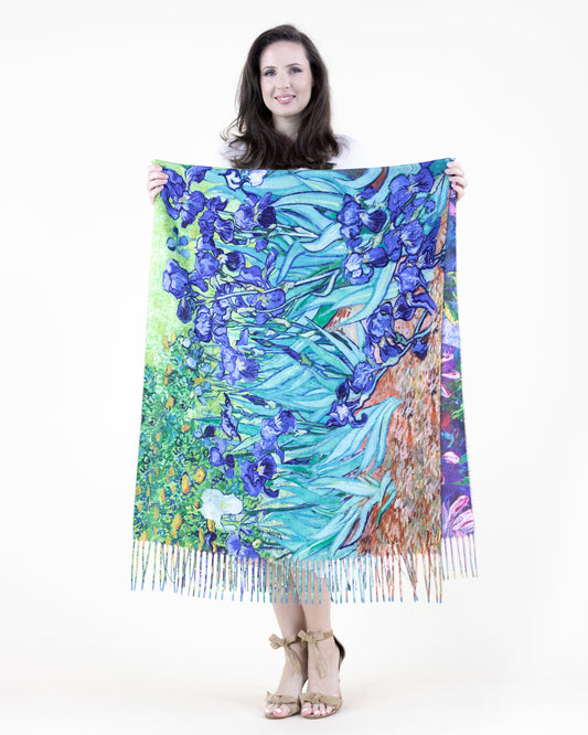 Iris Flower and Aster Flower Double Sided Scarf
