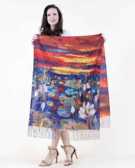 Water Lilies Double Sided Scarf