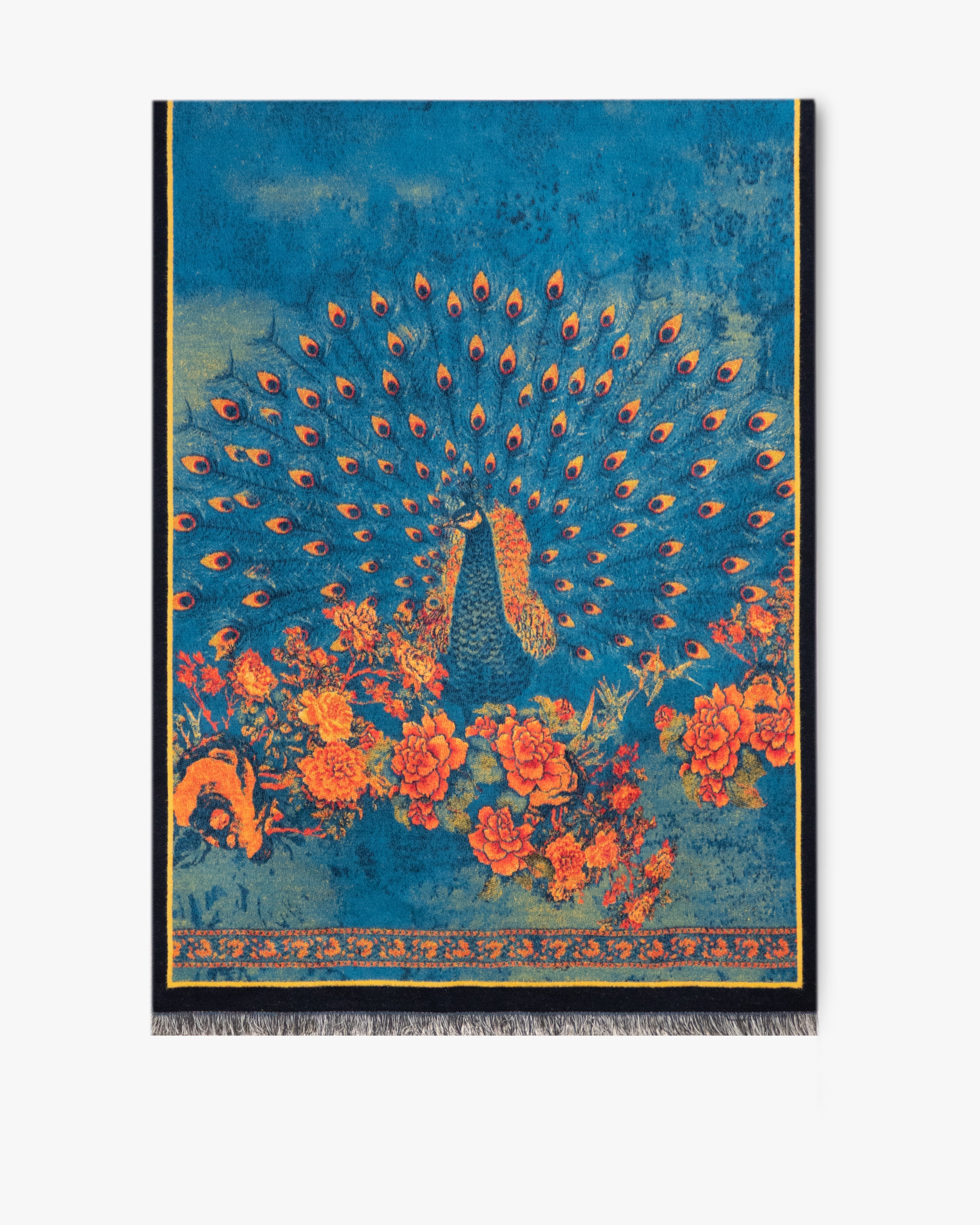 Peacock in Flower Bed Premium Scarf
