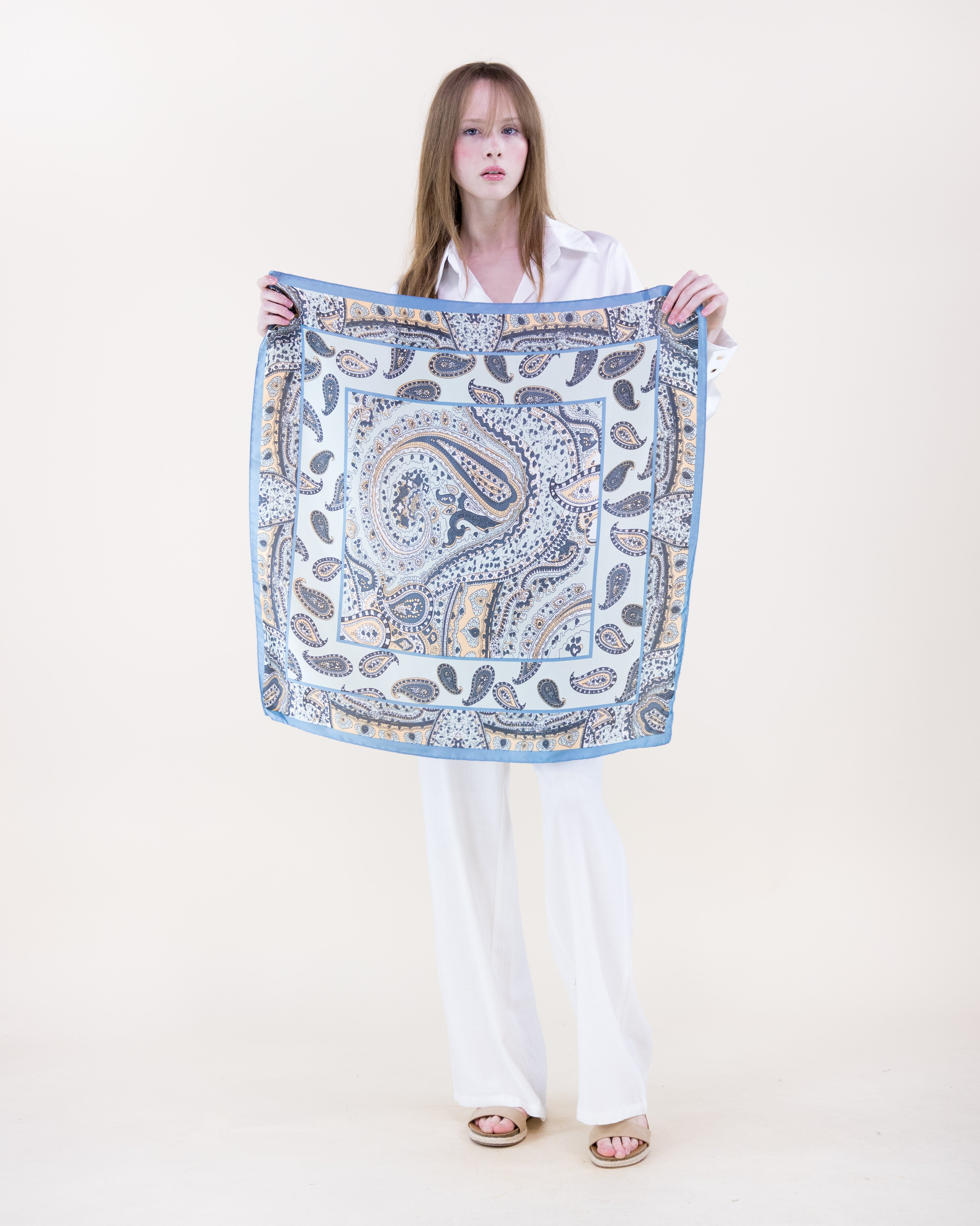 Busy Paisley Satin Small Square Scarf