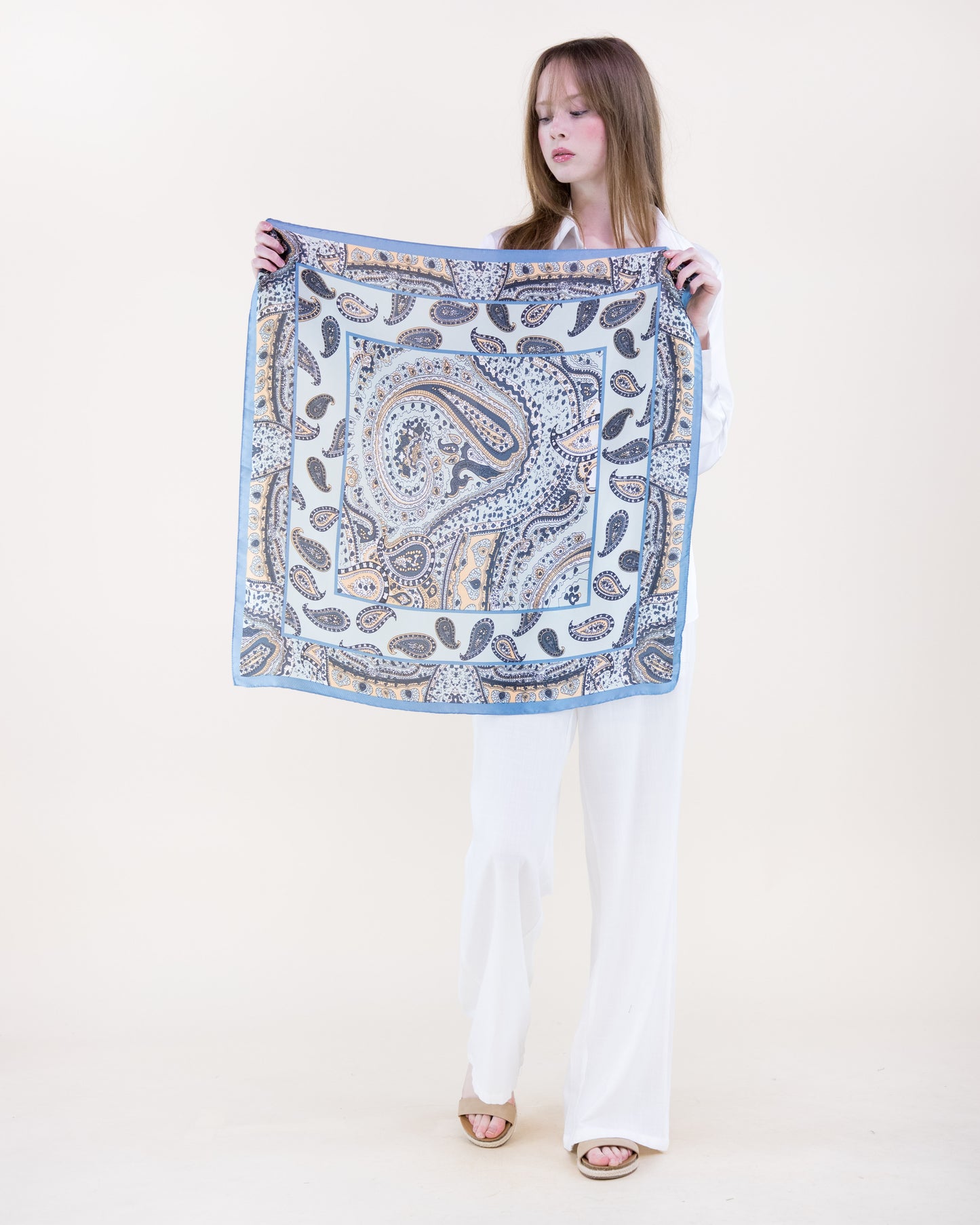 Busy Paisley Satin Small Square Scarf