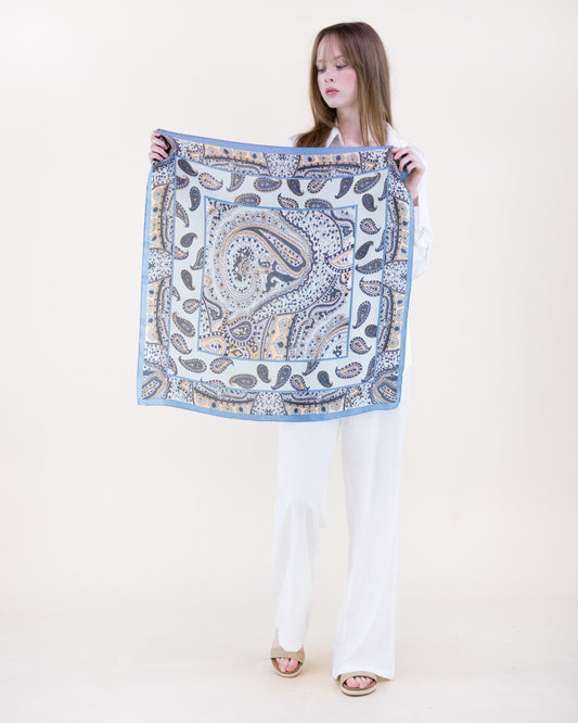 Busy Paisley Satin Small Square Scarf