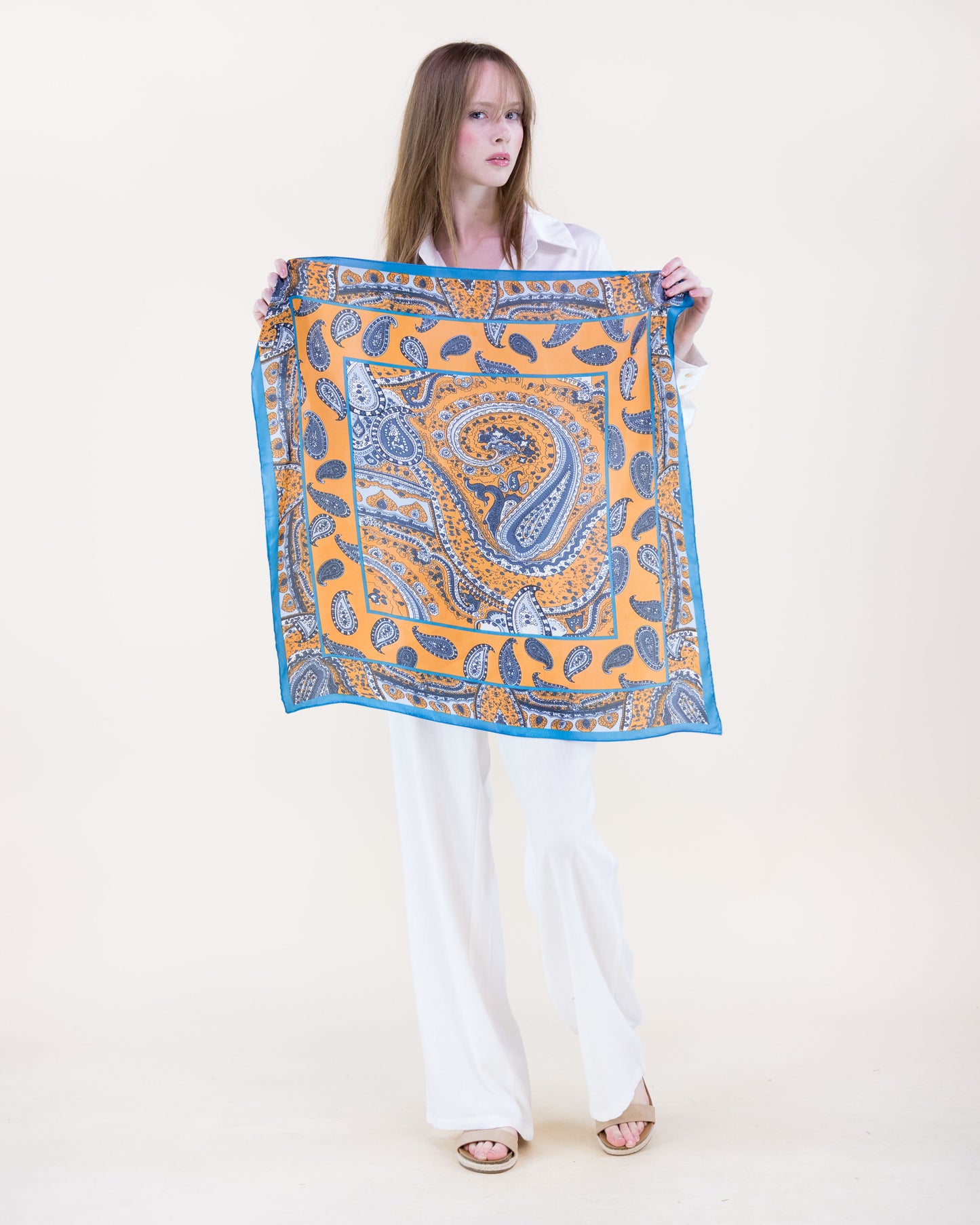 Busy Paisley Satin Small Square Scarf