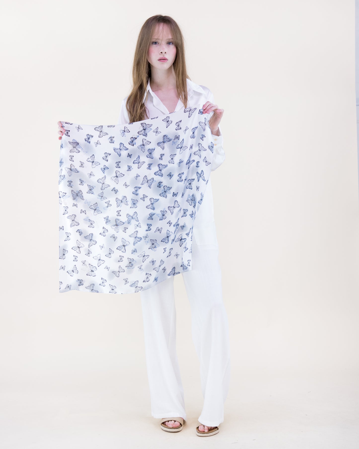 Butterfly Sky Dance Satin Small Square Scarf