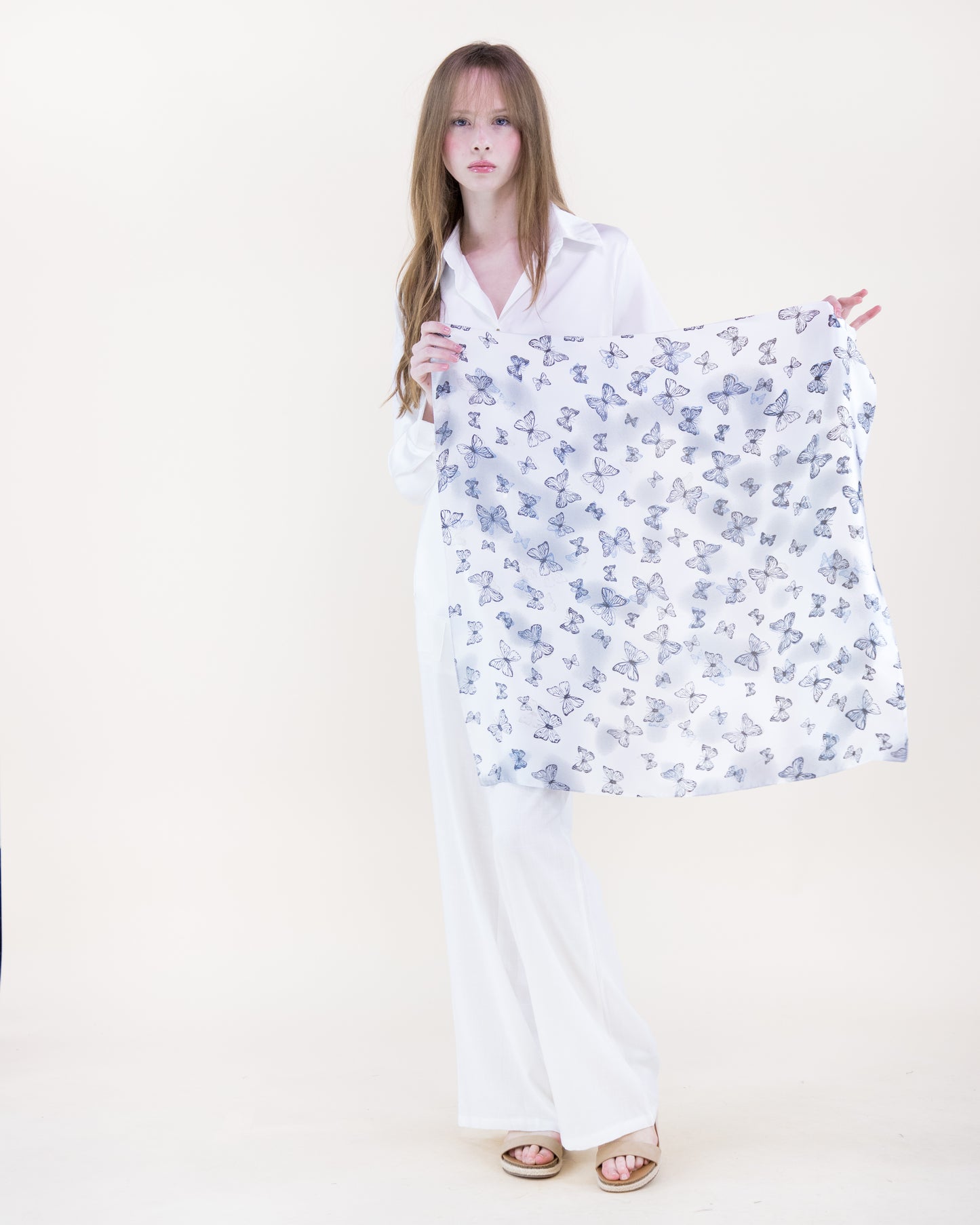 Butterfly Sky Dance Satin Small Square Scarf
