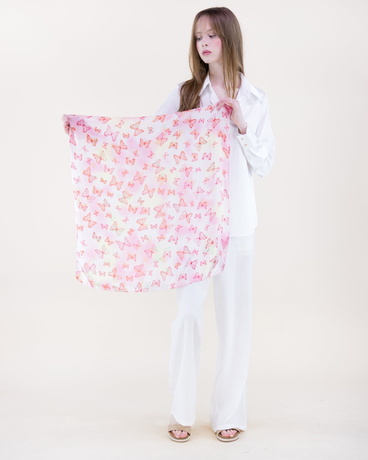 Butterfly Sky Dance Satin Small Square Scarf
