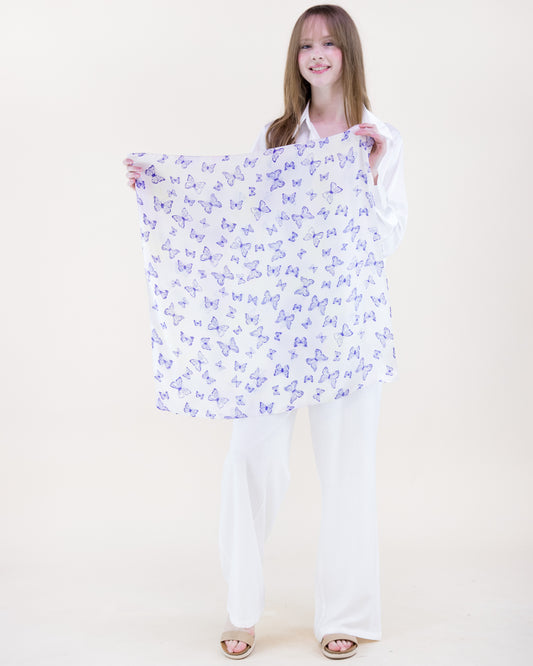 Butterfly Sky Dance Satin Small Square Scarf