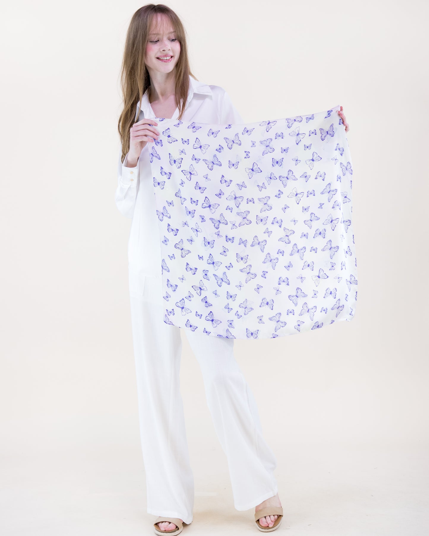 Butterfly Sky Dance Satin Small Square Scarf