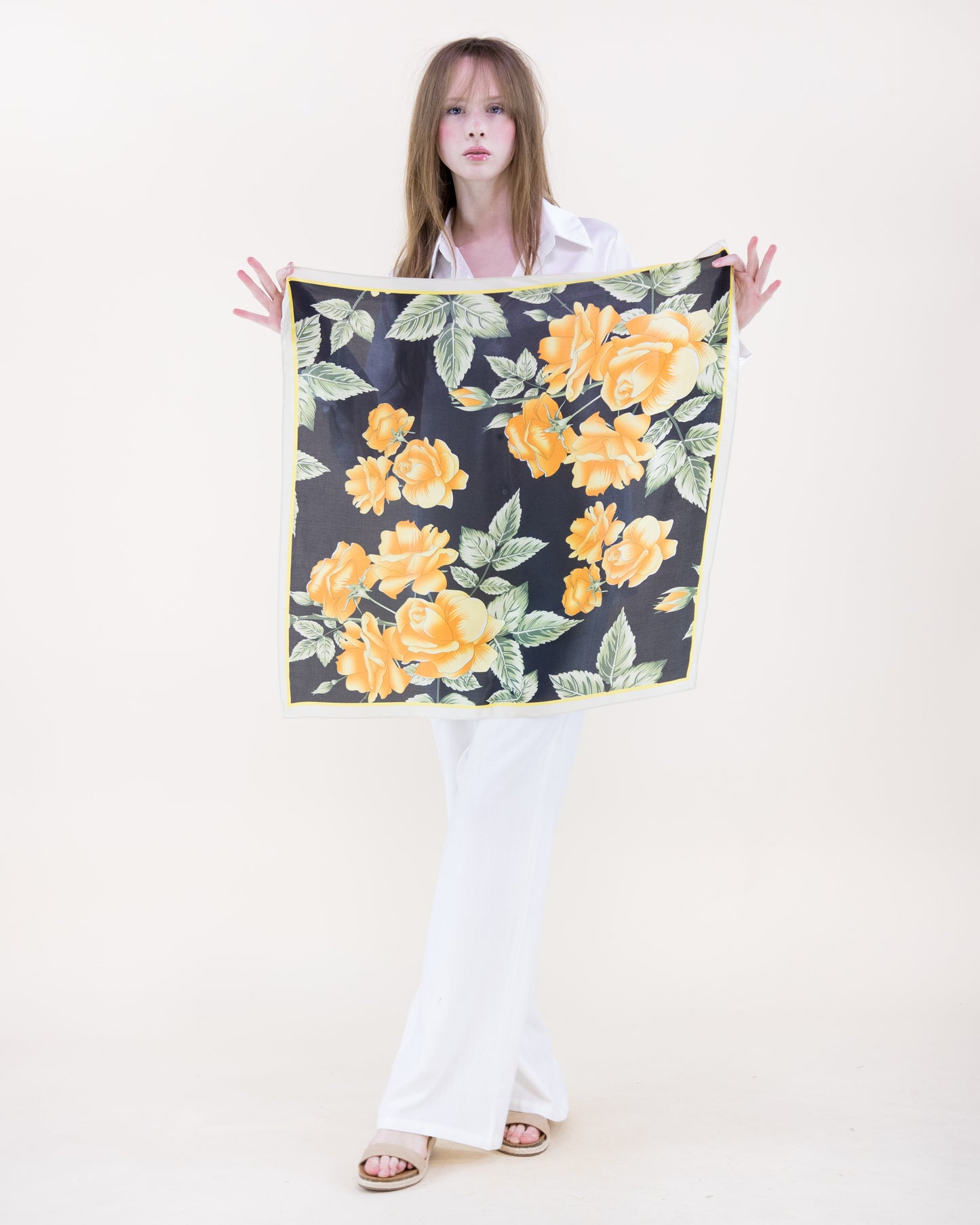 Soft Glow Botanicals Satin Small Square Scarf