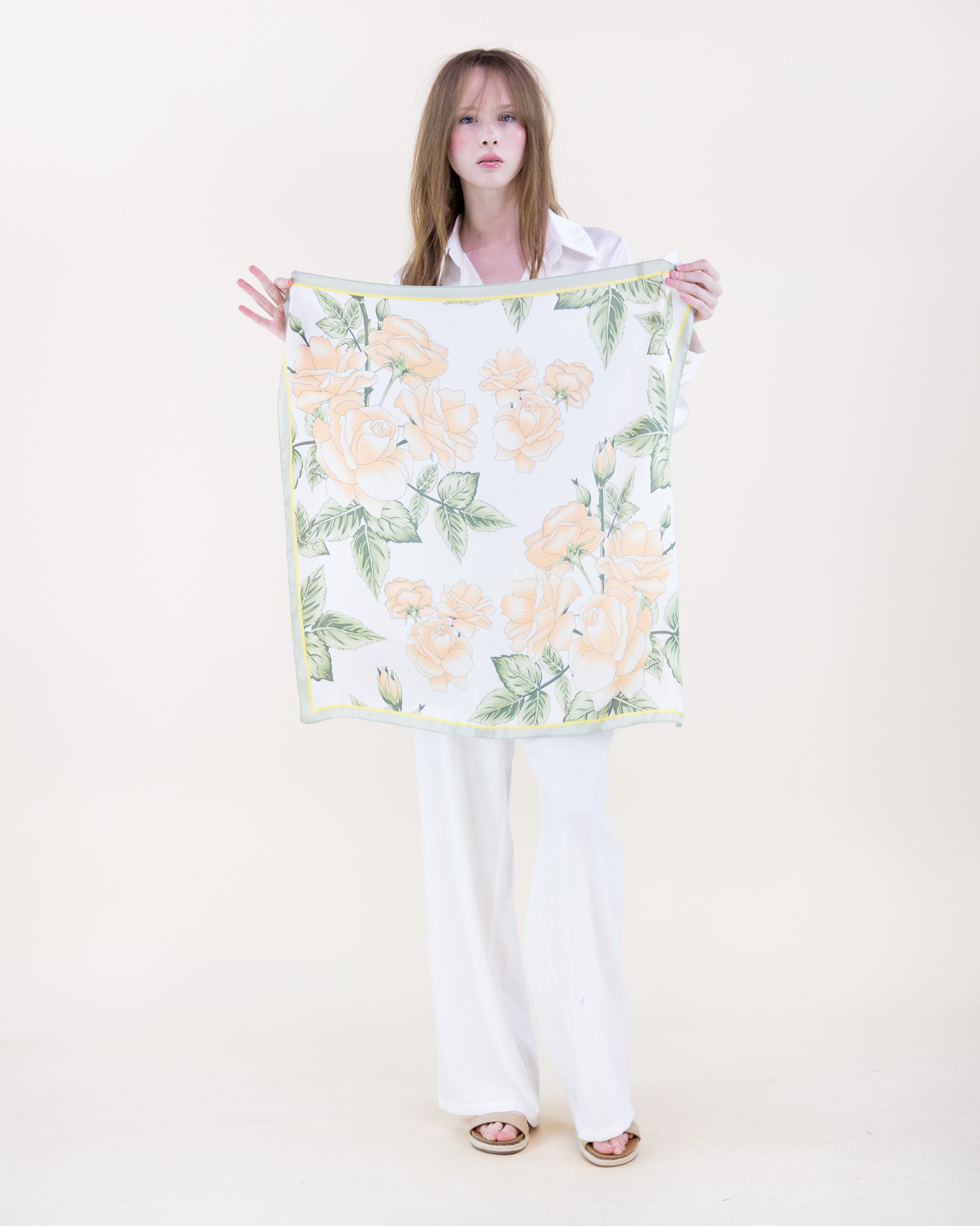 Soft Glow Botanicals Satin Small Square Scarf