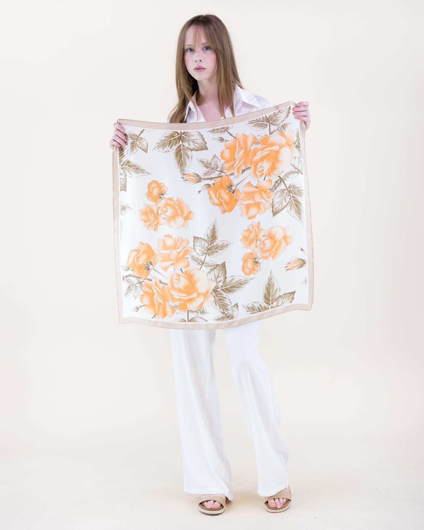 Soft Glow Botanicals Satin Small Square Scarf