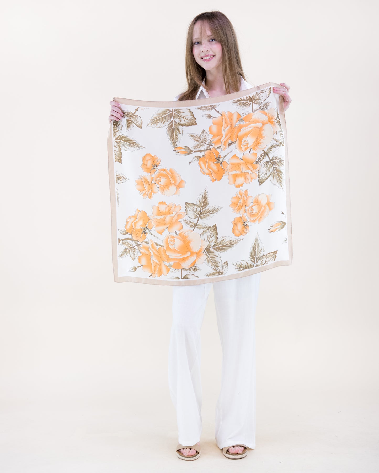 Soft Glow Botanicals Satin Small Square Scarf