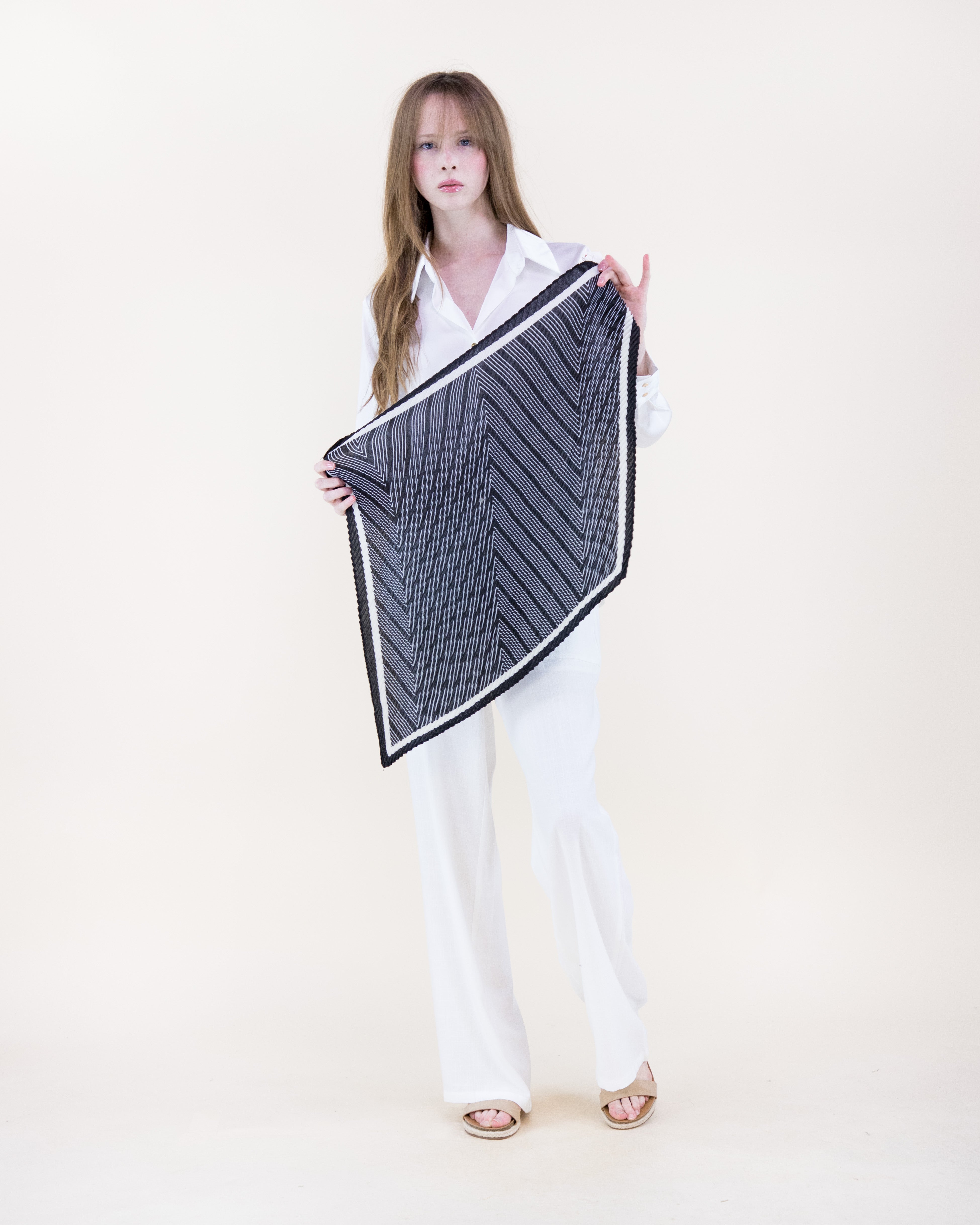 Chevron Stripes Crinkle Small Square Scarf