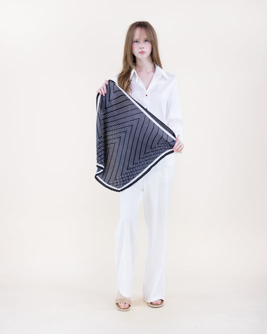 Chevron Stripes Crinkle Small Square Scarf