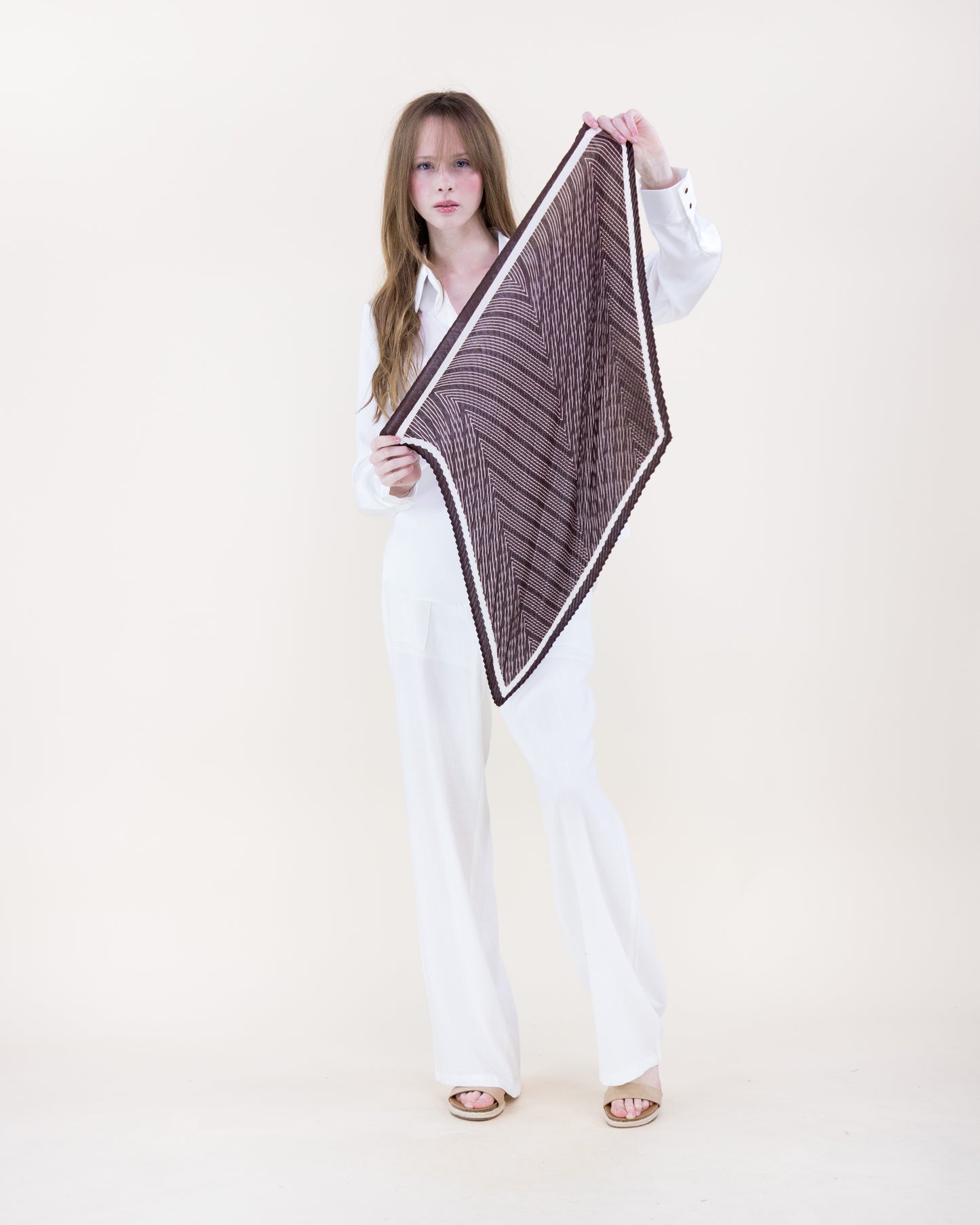 Chevron Stripes Crinkle Small Square Scarf
