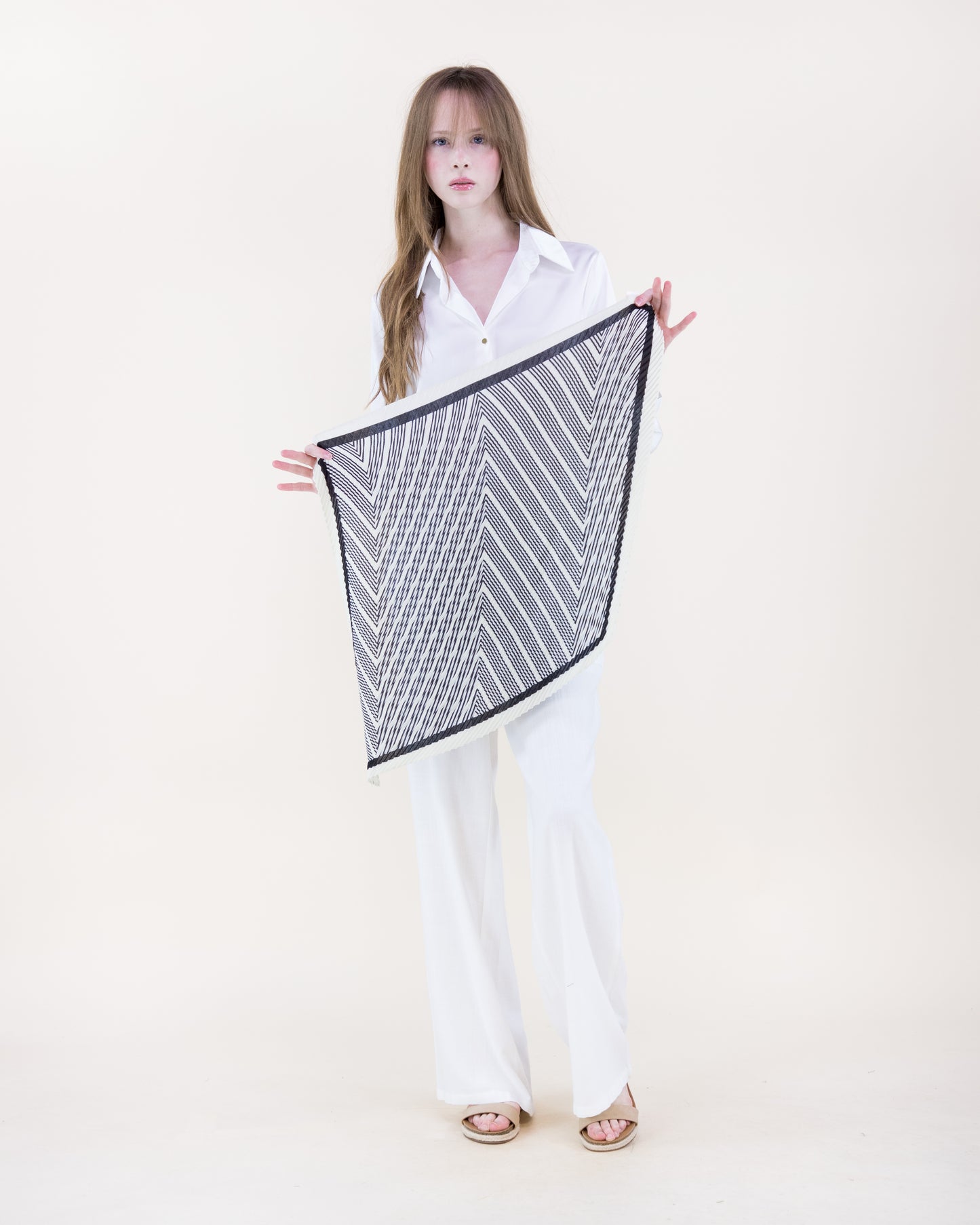 Chevron Stripes Crinkle Small Square Scarf