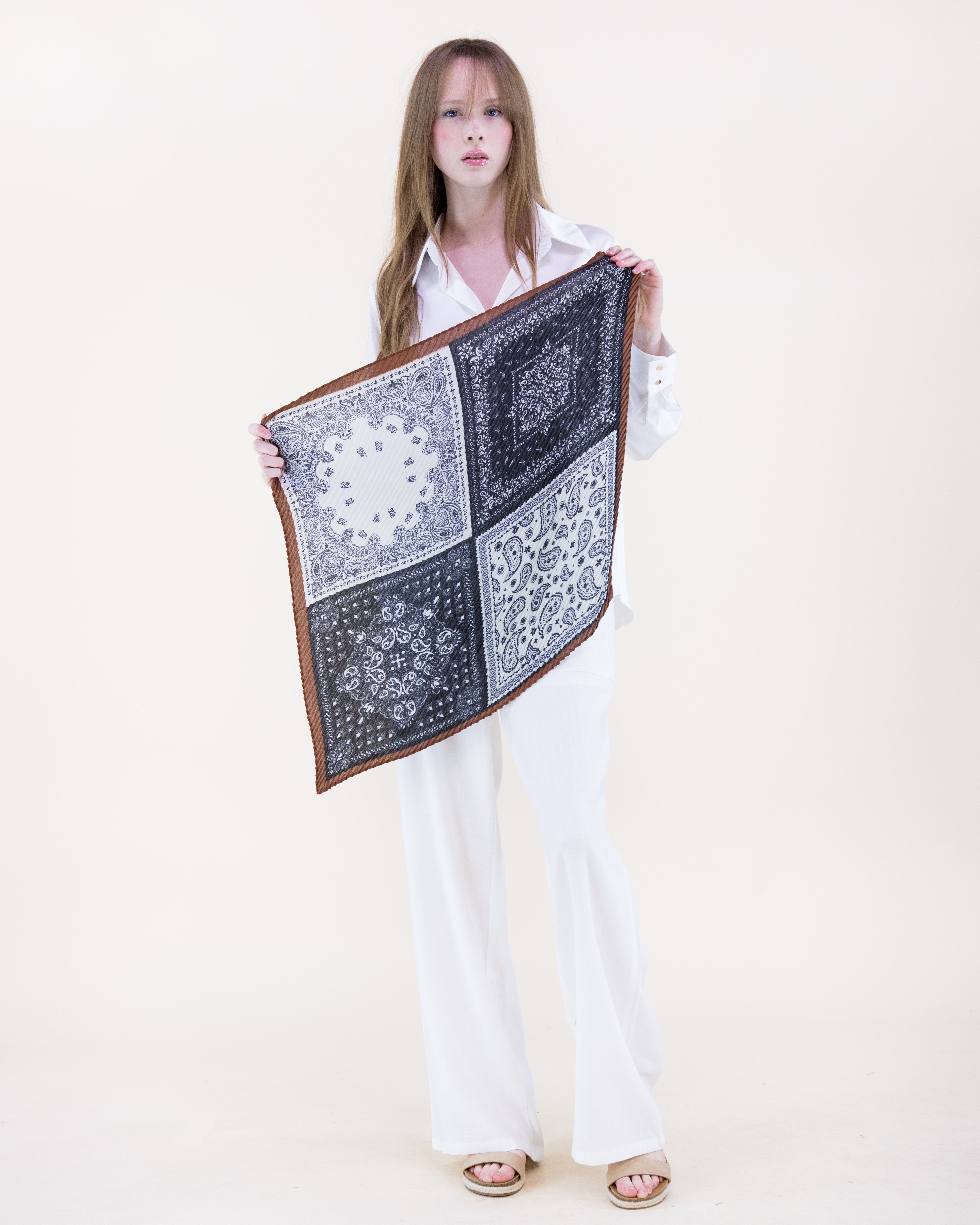Paisley Crinkle Small Square Scarf