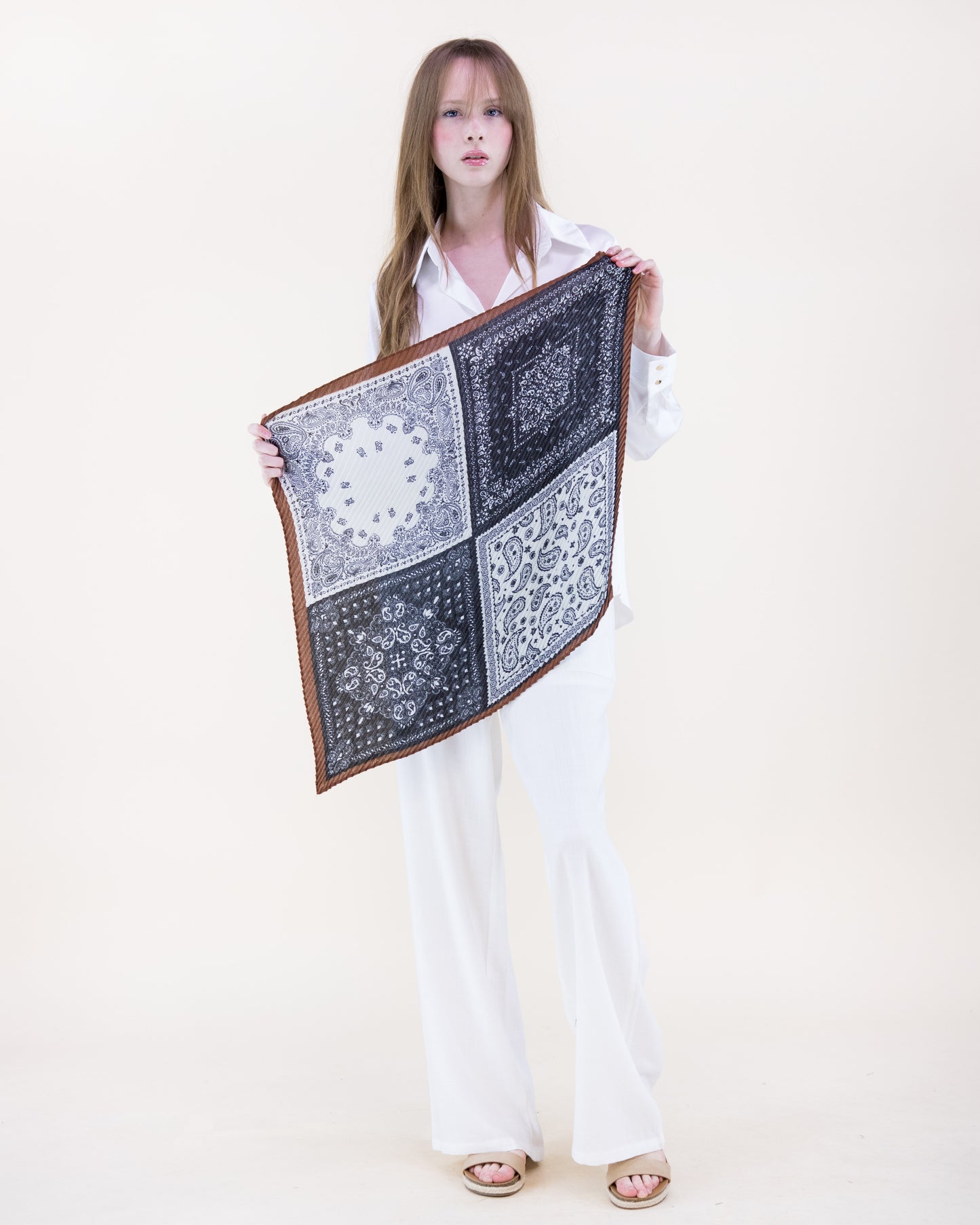 Paisley Crinkle Small Square Scarf