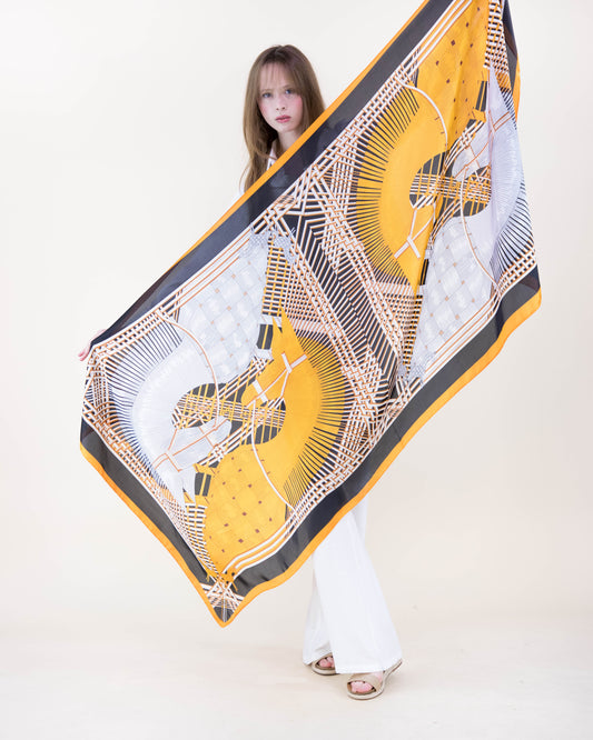 Lattice Horse Satin Long Scarf