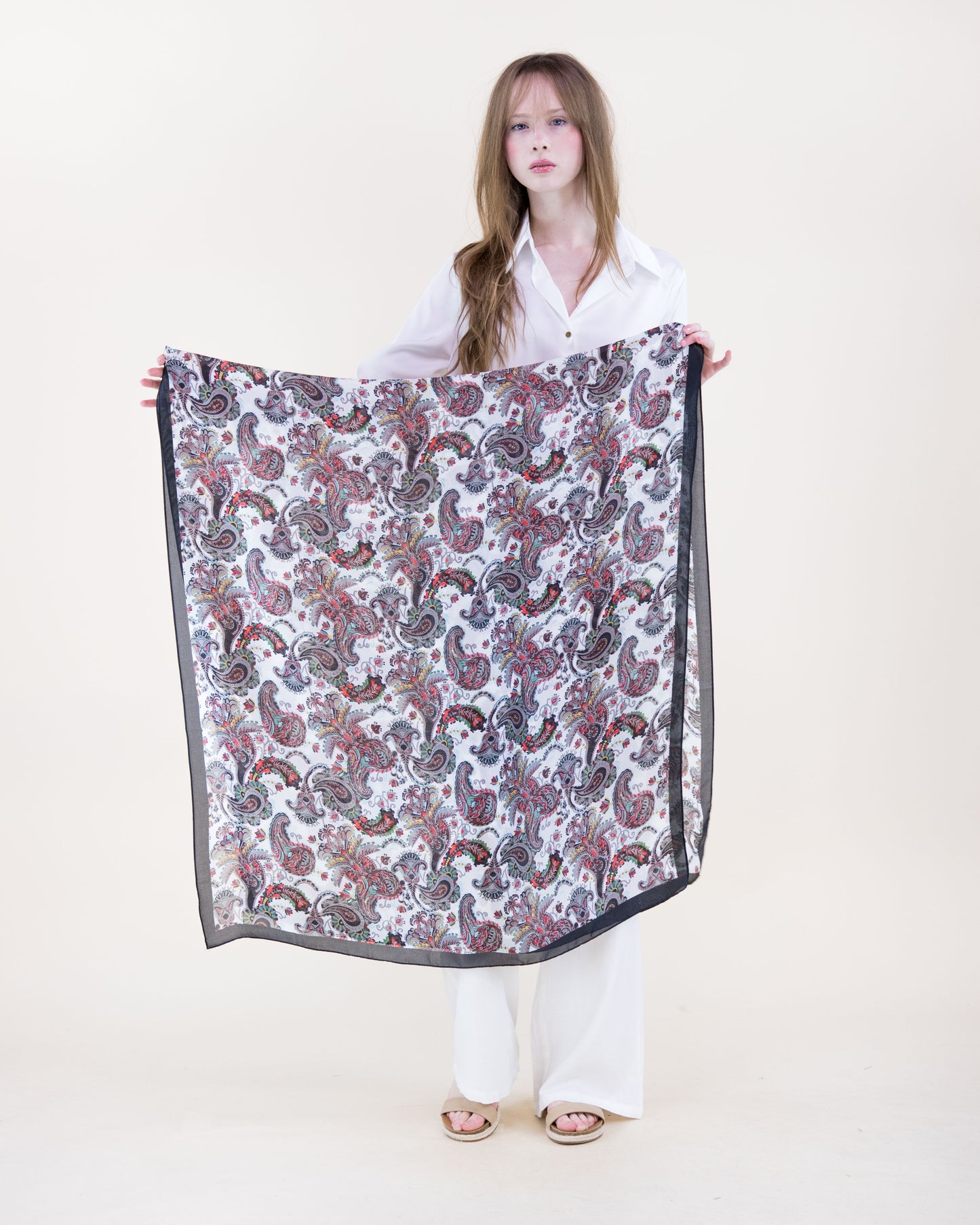 Heirloom Paisley Satin Long Scarf