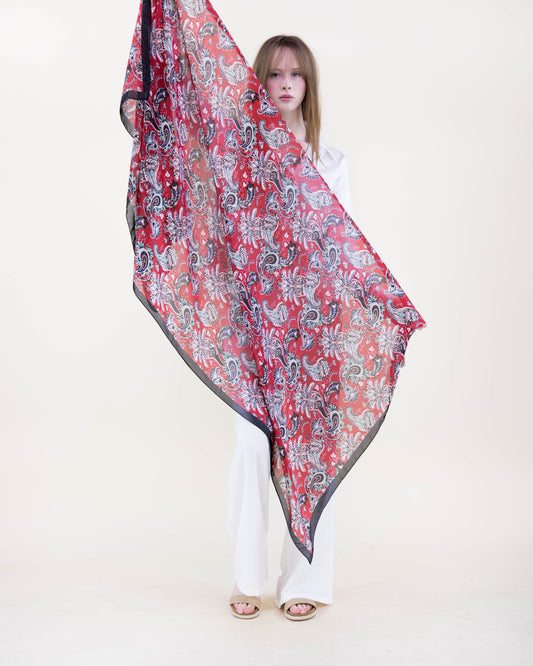 Heirloom Paisley Satin Long Scarf