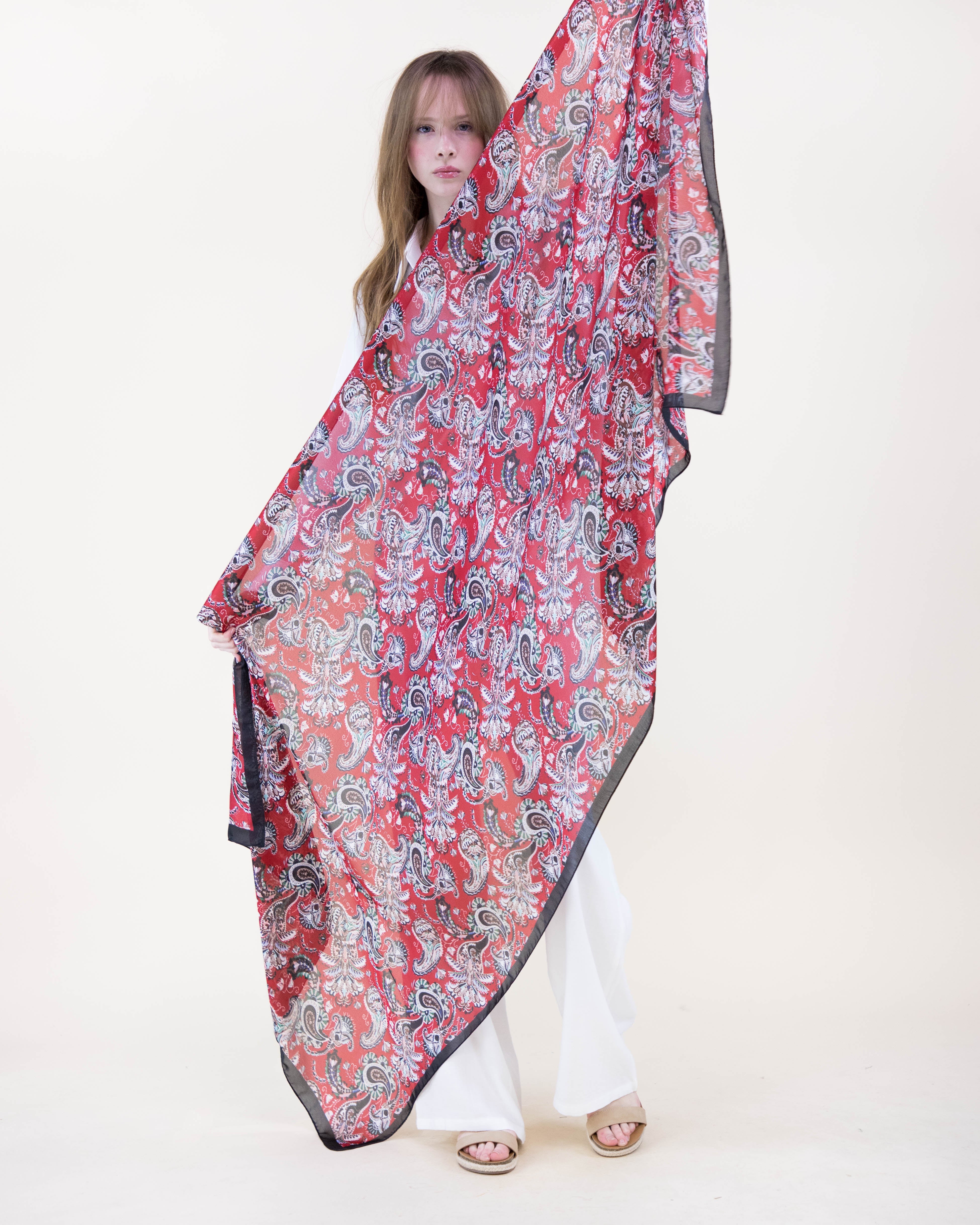 Heirloom Paisley Satin Long Scarf