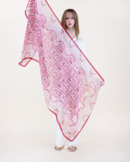 Rococo Paisley Satin Long Scarf