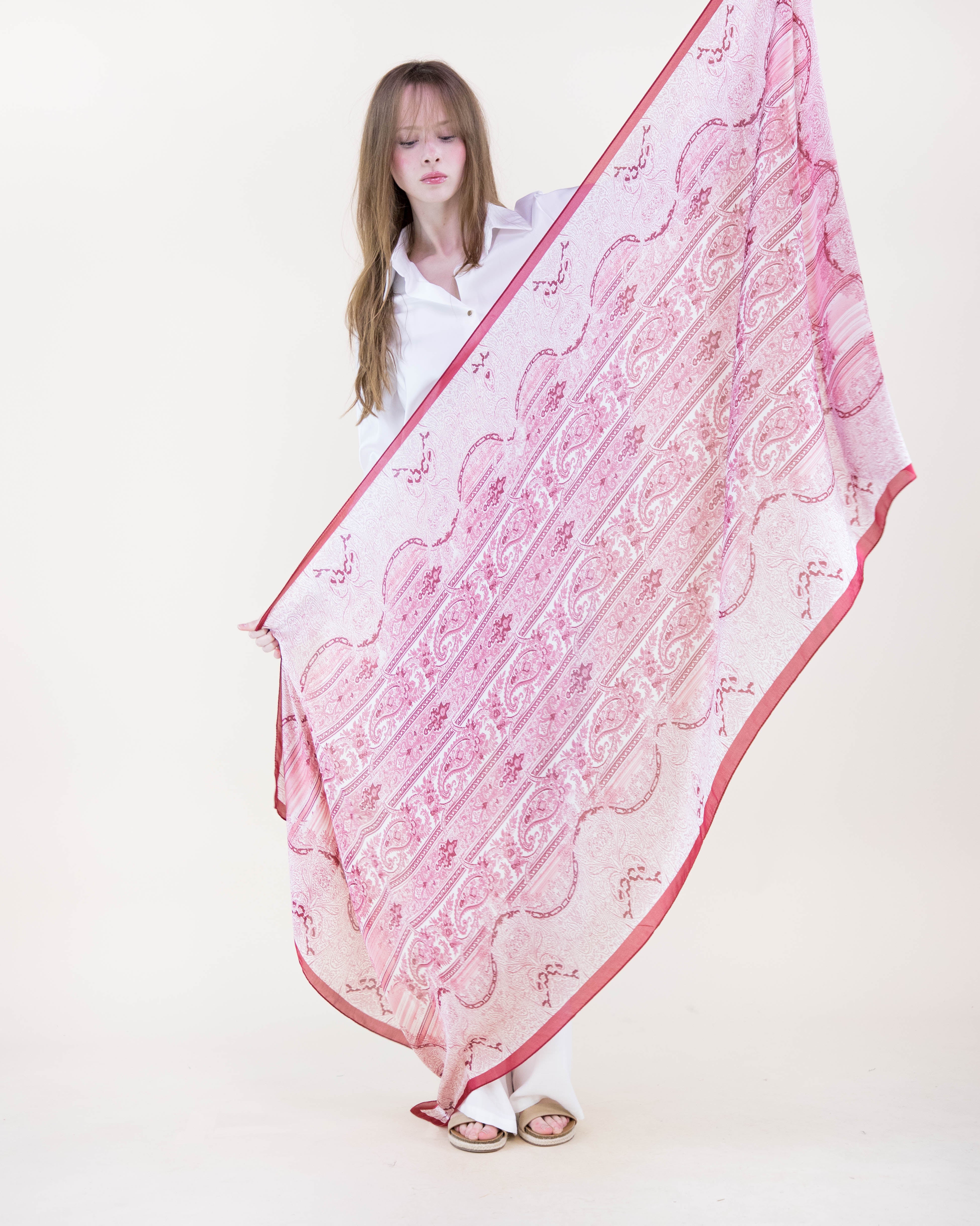 Rococo Paisley Satin Long Scarf