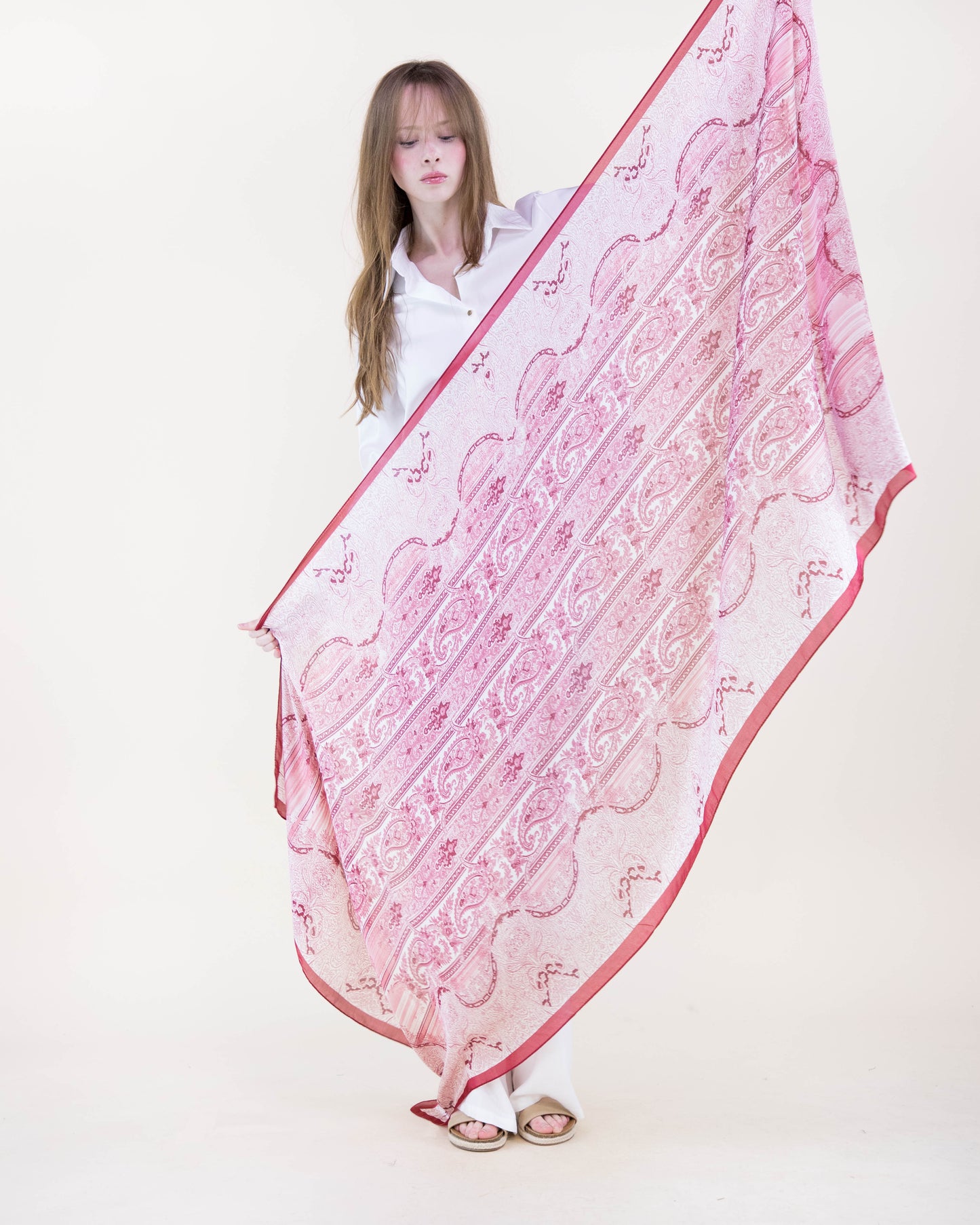Rococo Paisley Satin Long Scarf