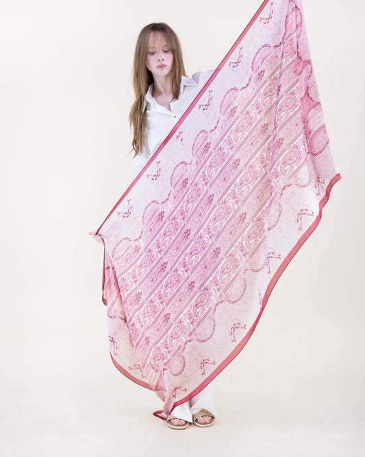 Rococo Paisley Satin Long Scarf