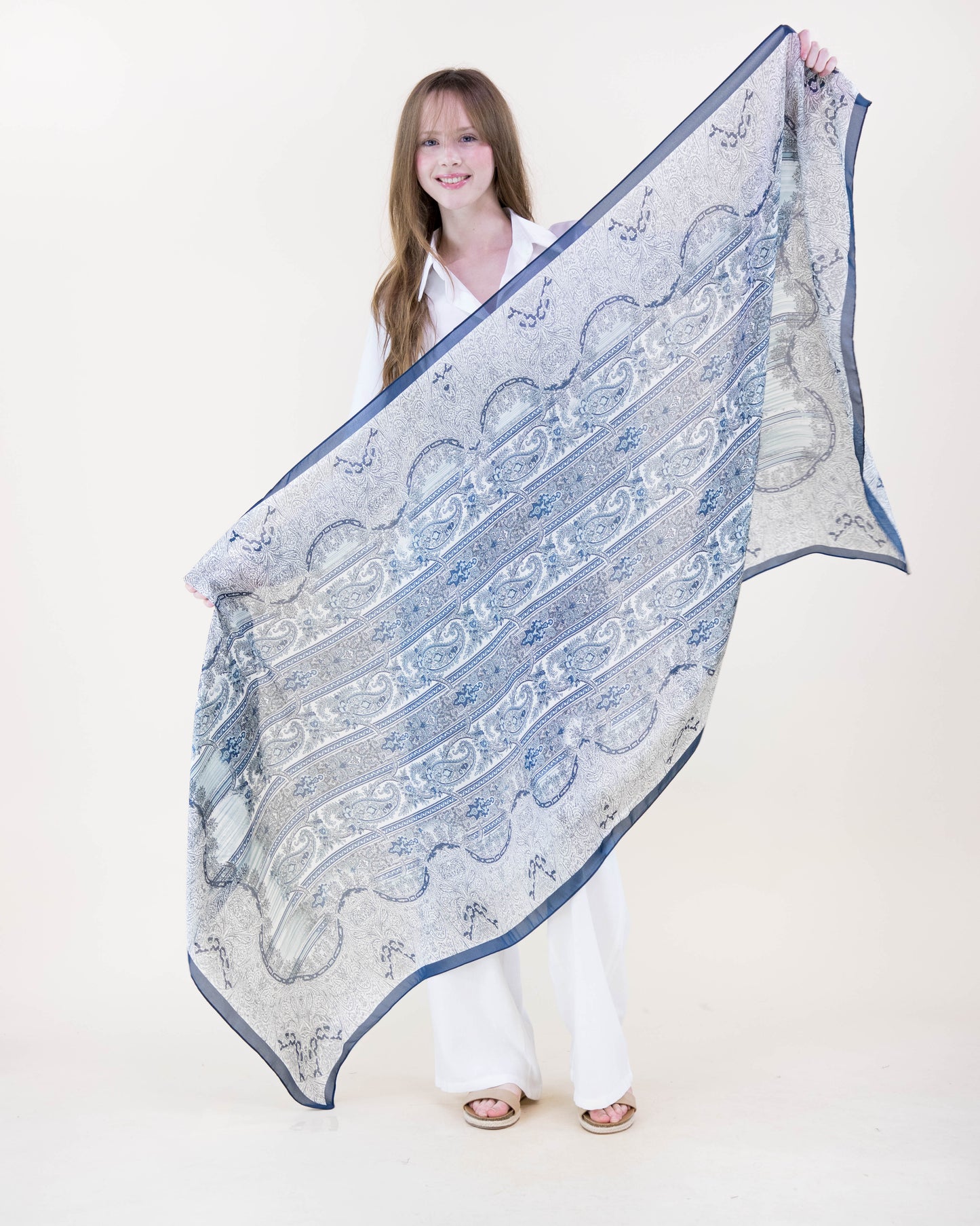 Rococo Paisley Satin Long Scarf