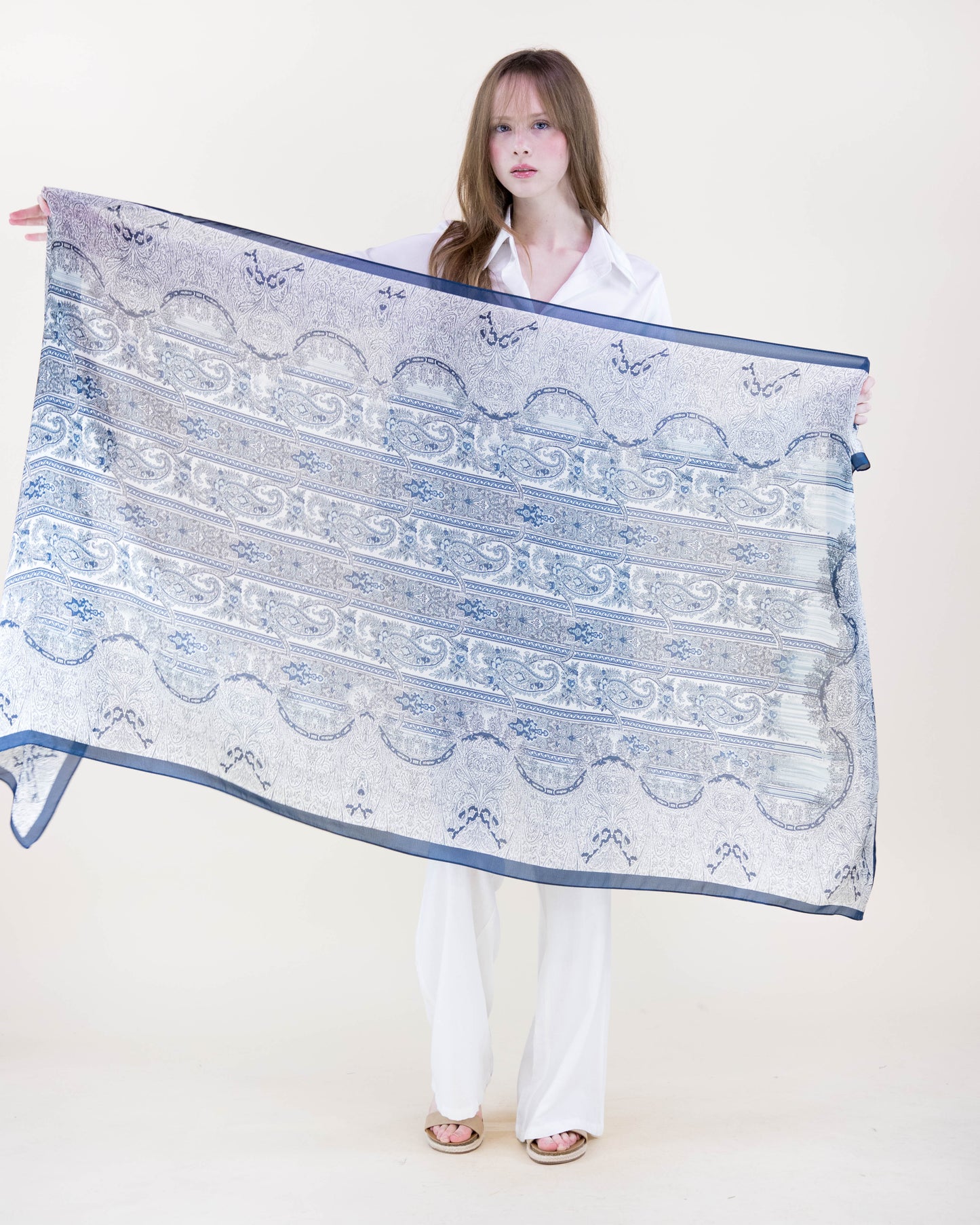 Rococo Paisley Satin Long Scarf