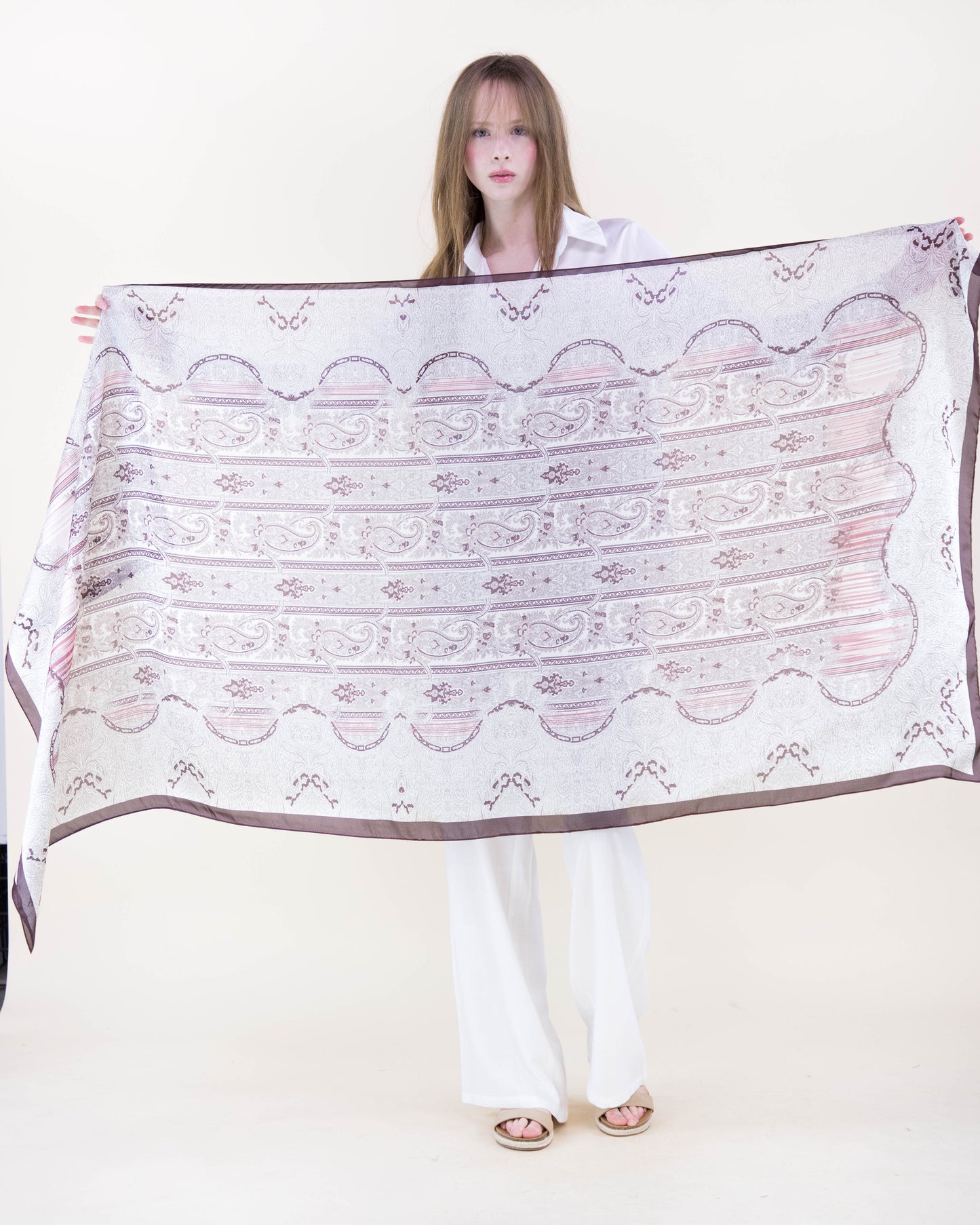 Rococo Paisley Satin Long Scarf