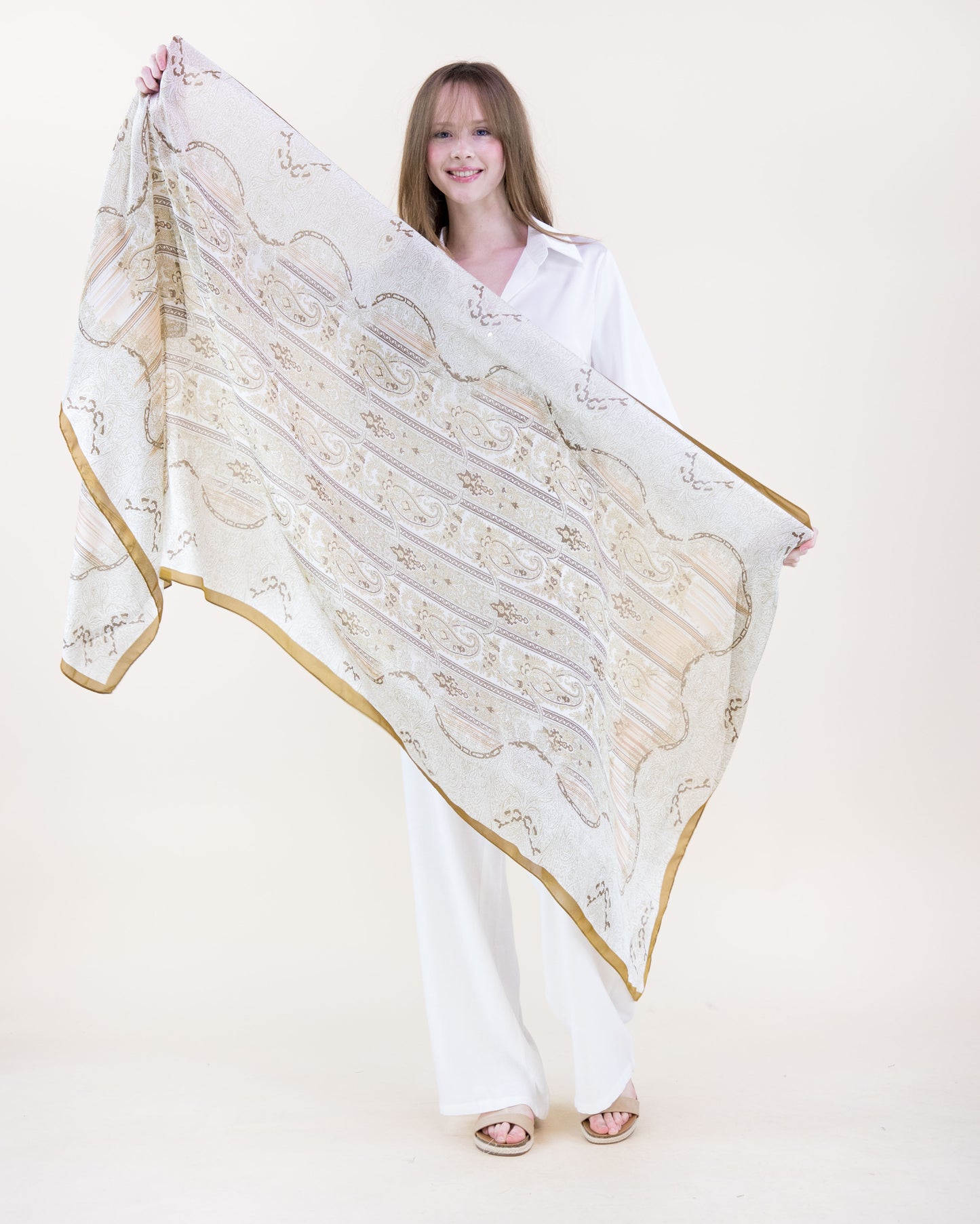 Rococo Paisley Satin Long Scarf
